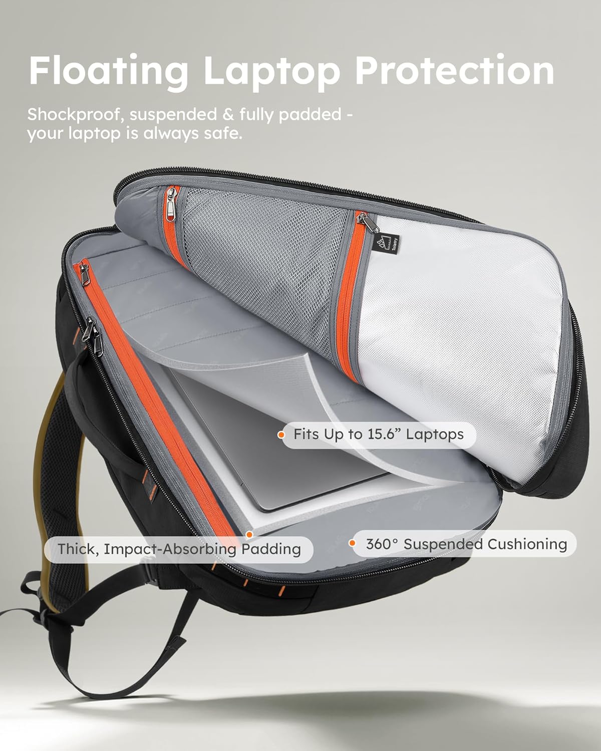 Tolaccea Travel Laptop Backpack, Large Carry on Backpack Flight Approved Convertible Duffle Luggage Bag Daypack Work Business Rucksack Fits 16" Laptop for Men Women 3 Carrying Ways, 40L-50L Expandable
