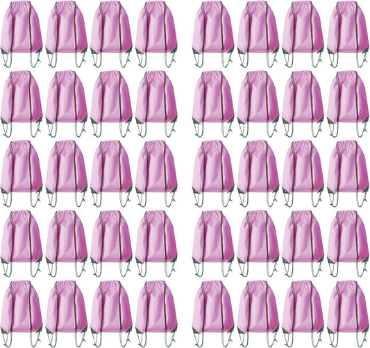 Drawstring Backpack Bulk 40Pcs Draw String Backpack Bags DIY Gym Sports Traveling Yoga Cinch Bag Sackpack Drawstring (pink)