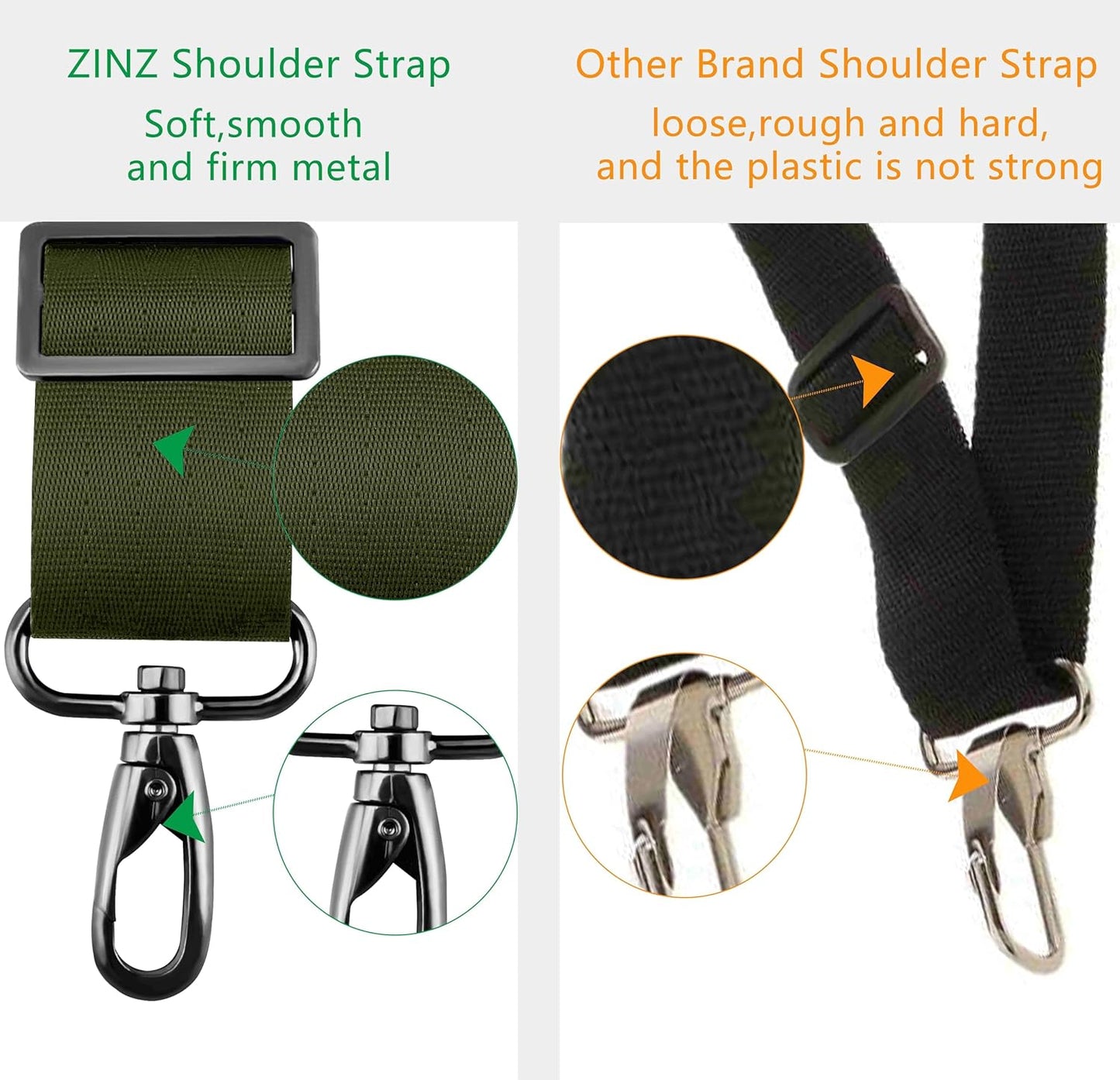 ZINZ Shoulder Strap 58" Ultra-Thick Fixed Padded and Adjustable Buckles Crossbody Strap for Briefcase Laptop Bag Luggage