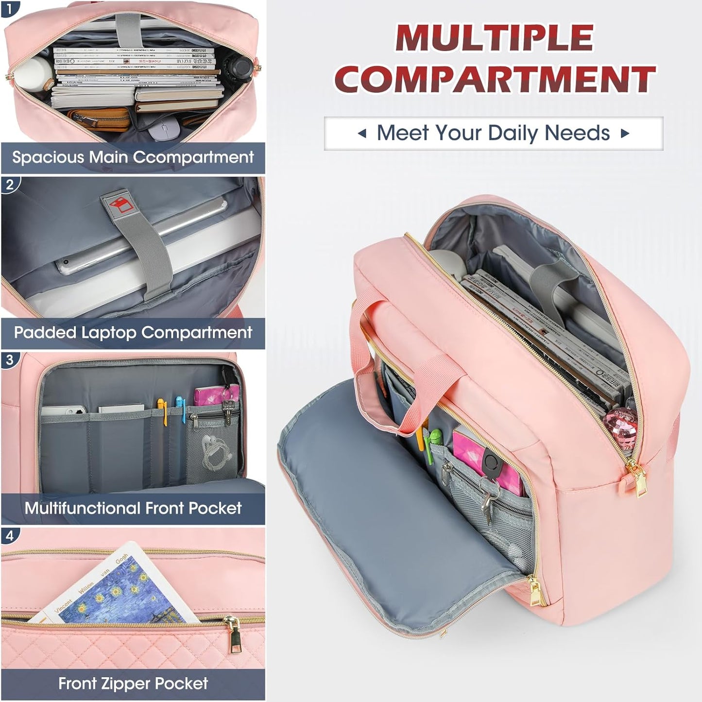 NEWHEY Laptop Bag 17.3 Inch Laptop Briefcase for Women Men Waterproof Shoulder Messenger Bag Large