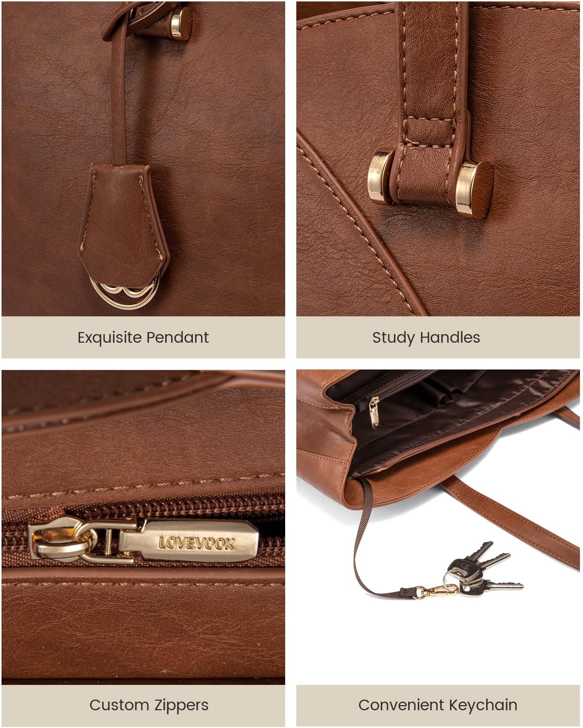 LOVEVOOK 17 Inch Laptop Tote Bag for Women, Work Bags Laptop Bag Teacher Tote Bag, Leather Computer