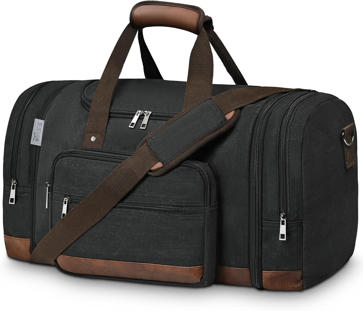 Duffle Bag for Travel,Overnight Weekend Gym Carry On Luggage Bag, 50L Travel Duffel Bag for Men Women, Expandable Spacious Travel Duffel Bag, Black