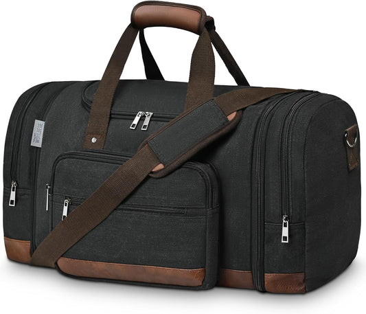 Duffle Bag for Travel,Overnight Weekend Gym Carry On Luggage Bag, 50L Travel Duffel Bag for Men Women, Expandable Spacious Travel Duffel Bag, Black