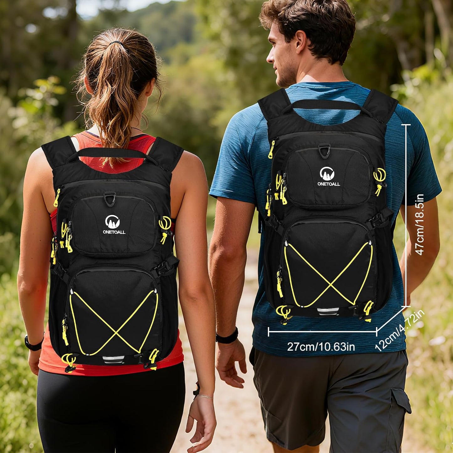 Hydration Backpack 22L, Hiking Backpack with 2L Leakproof Bladder, Sewn-in Rain Cover, Insulated Compartment for Men & Women Running, Cycling, Camping