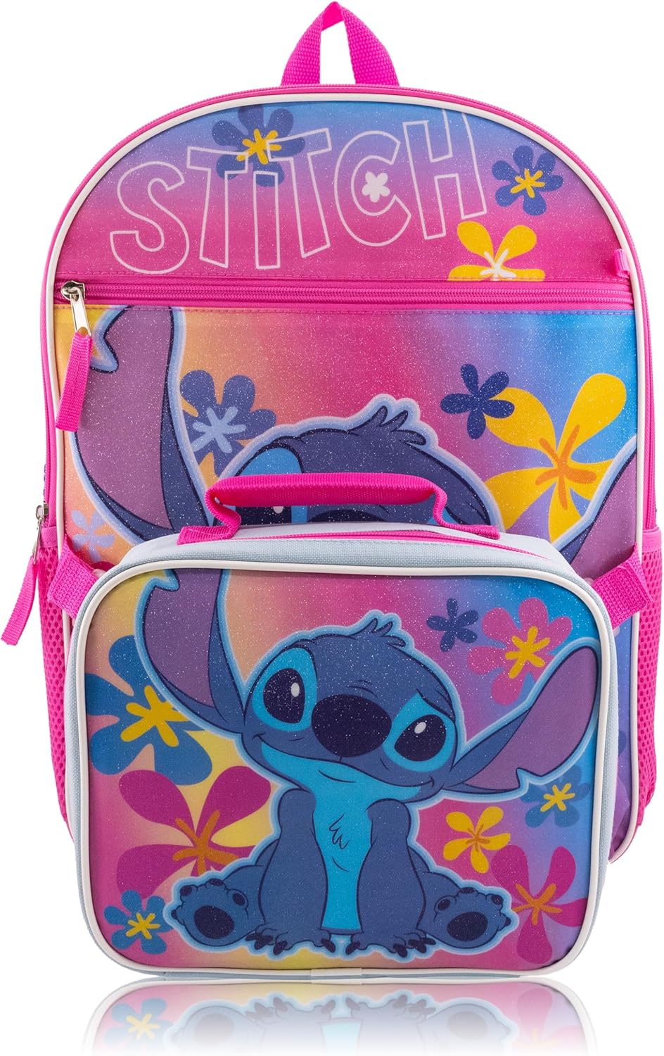 Disney Stitch Backpack With Lunch Box for Kids | Insulated Lunch Bag Lunch Box for Boys, Girls, Toddlers | Backpack for School and Reusable Lunchbox with Matching Headphones and Water Bottle