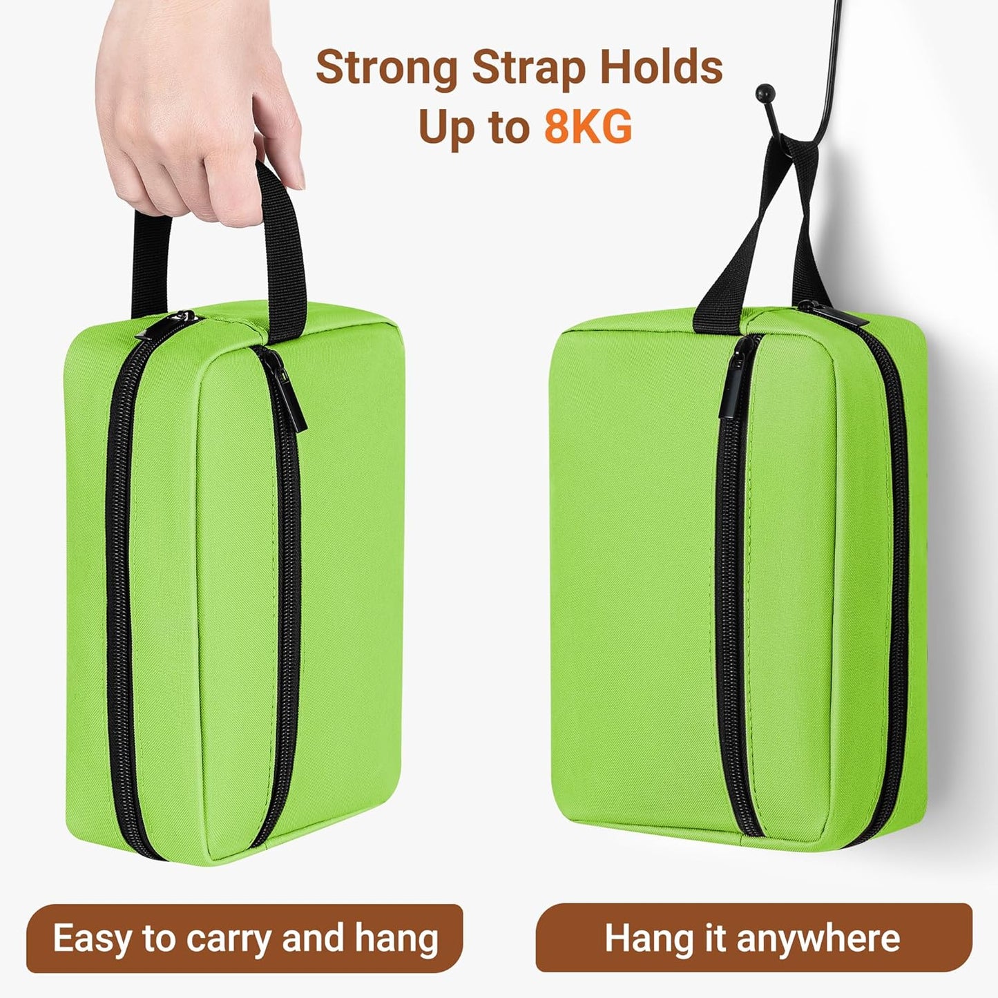 Elviros Travel Toiletry Bag for Women and Men,Lightweight Makeup Bag Hanging Dopp Kit with Shaving Compartment Cosmetic Organizer Small Tool Bag Travel Essentials,Neon Green