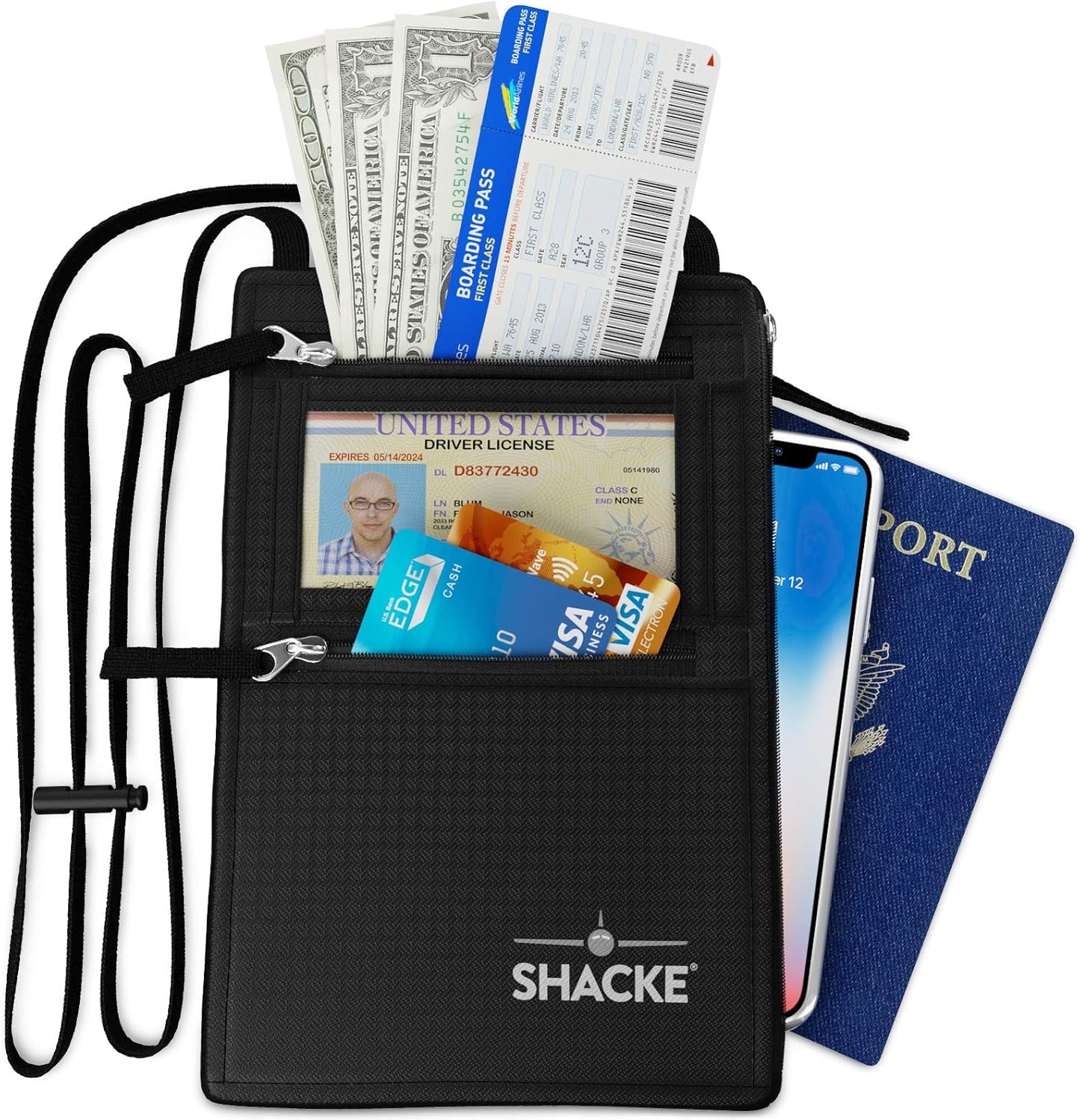 Shacke Hidden Travel Belt Wallet w/RFID Blocker