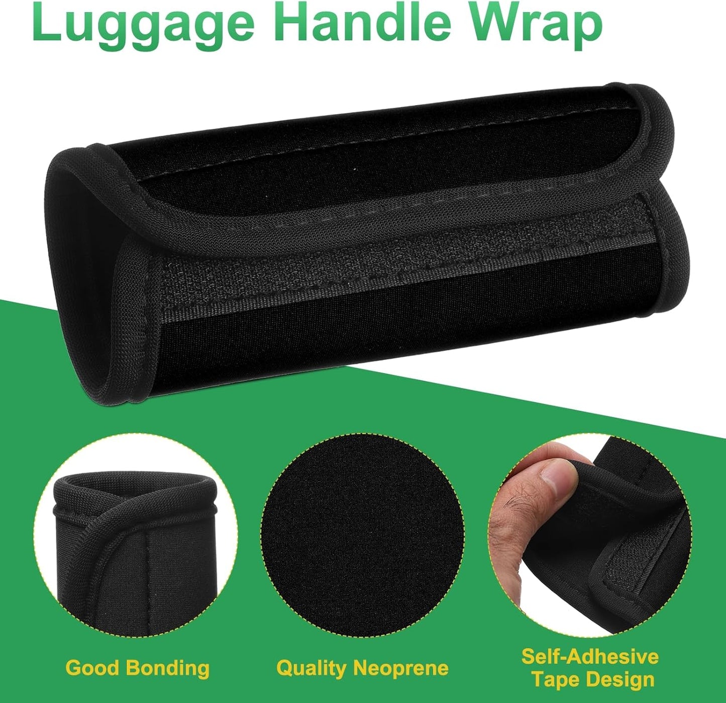 uxcell 3 Pcs Luggage Handle Wrap for Suitcase, Neoprene Handbag Grip Cover Protector Luggage Identifiers Suitcase Handle Wraps for Luggage Shopping Bag Travel Bags, Black