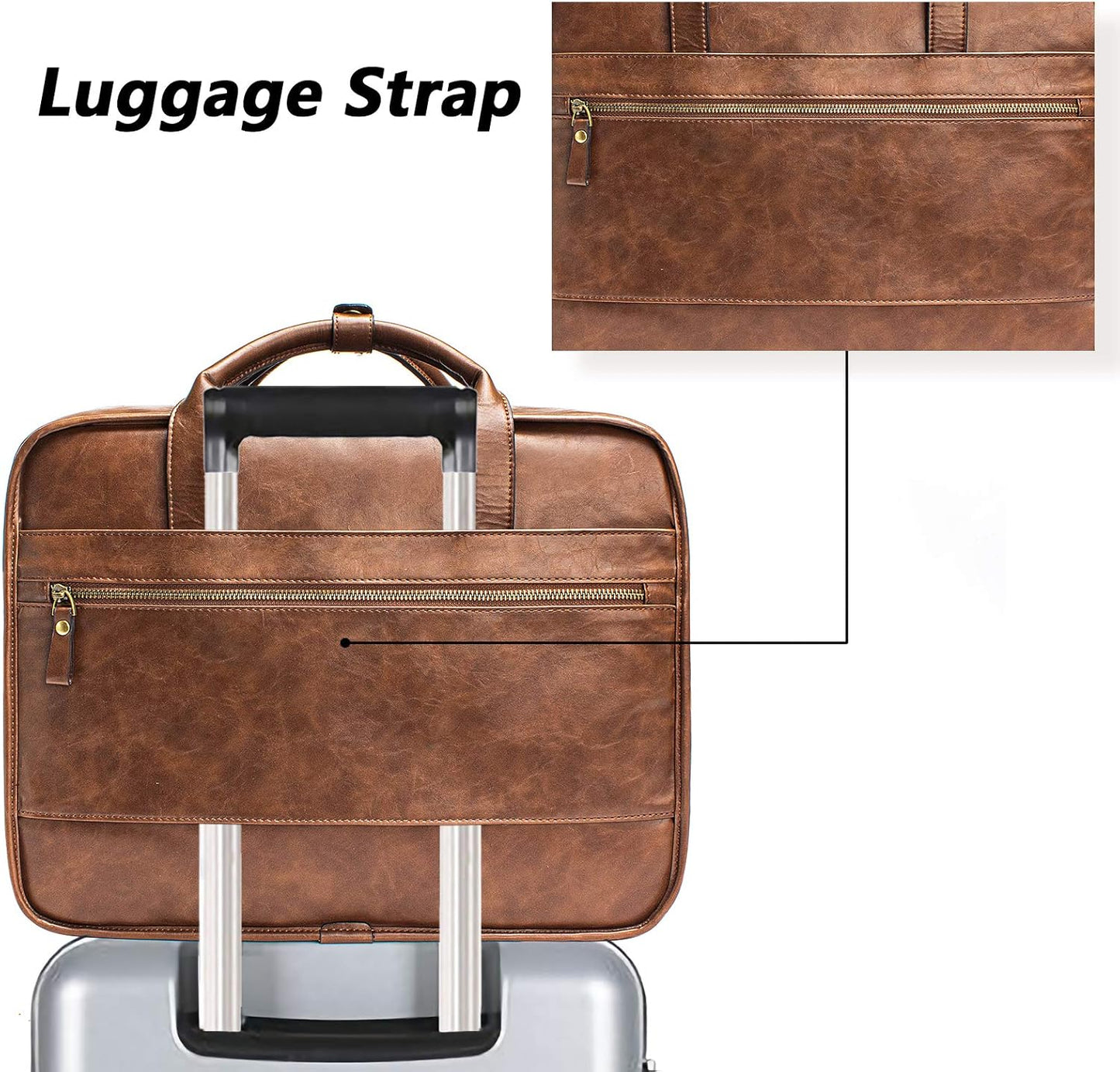 Leather Briefcases for Men 15.6 Inch Business Computer Bag Laptop Bag for Men Water Resistance Travel Messenger Bag
