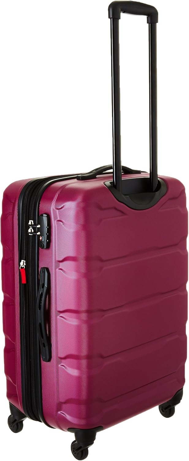 Samsonite Omni PC Hardside Expandable Luggage with Spinner Wheels, Radiant Pink, Checked-Medium 24-Inch