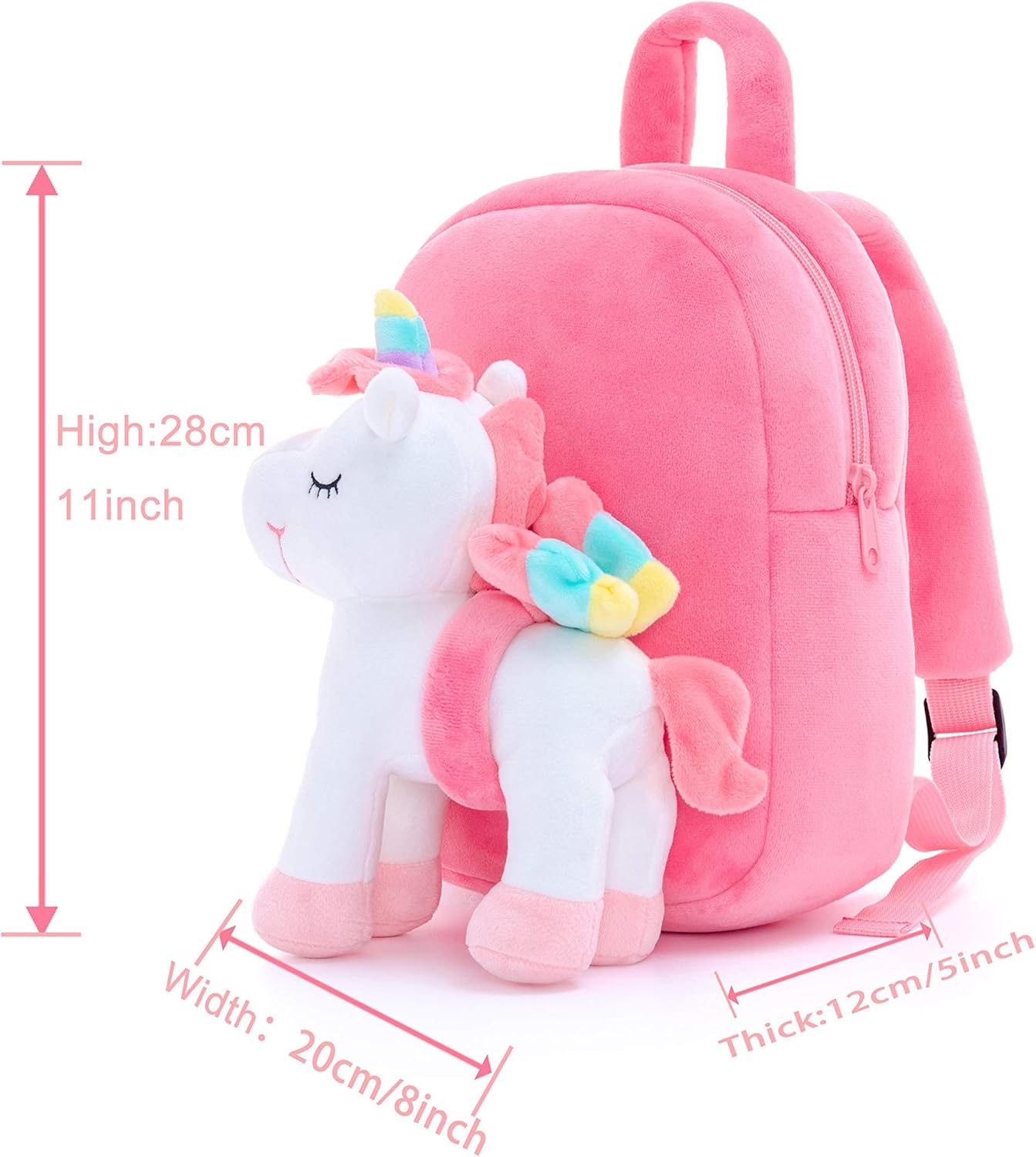 Lazada Unicorn Toddler Backpack Stuffed Unicorn Toys Kids Backpacks with Toy White 9.5"