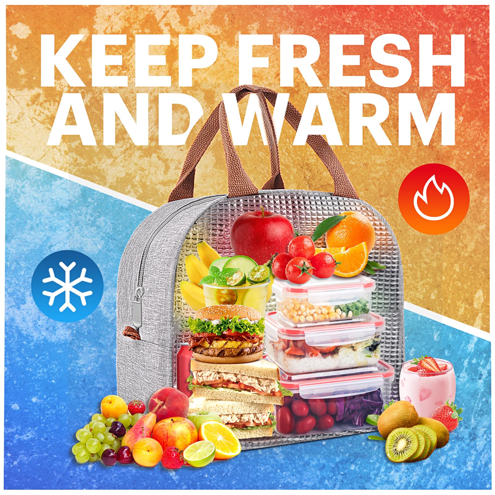 Lunch Bag for Women & Men Adult Insulated Lunch Box, Small Leakproof Cooler Food Lunch Containers