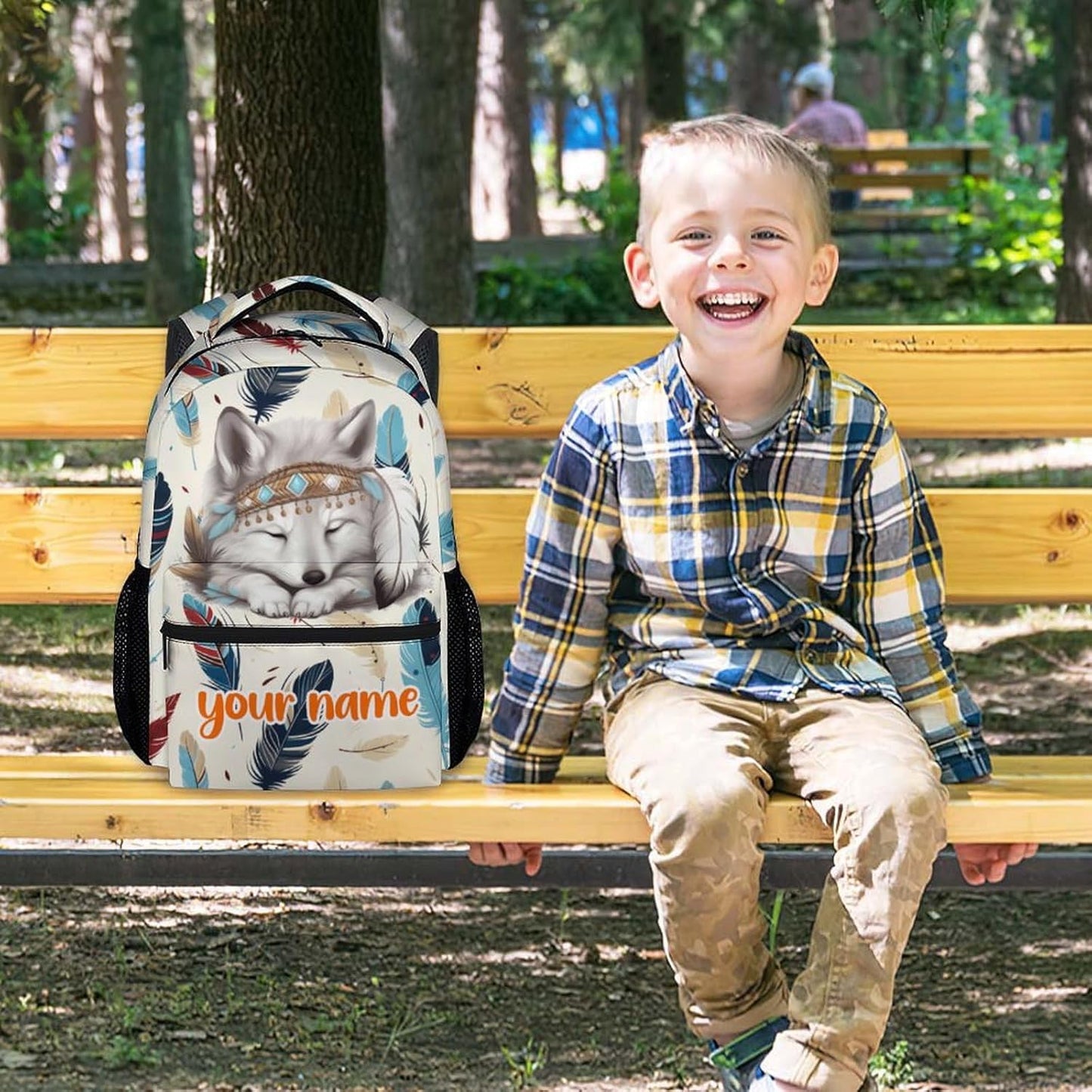 UNIKITTY Custom Kids Backpack - School Backpack for Girls Boys, Cute Wolf Backpacks with Adjustable