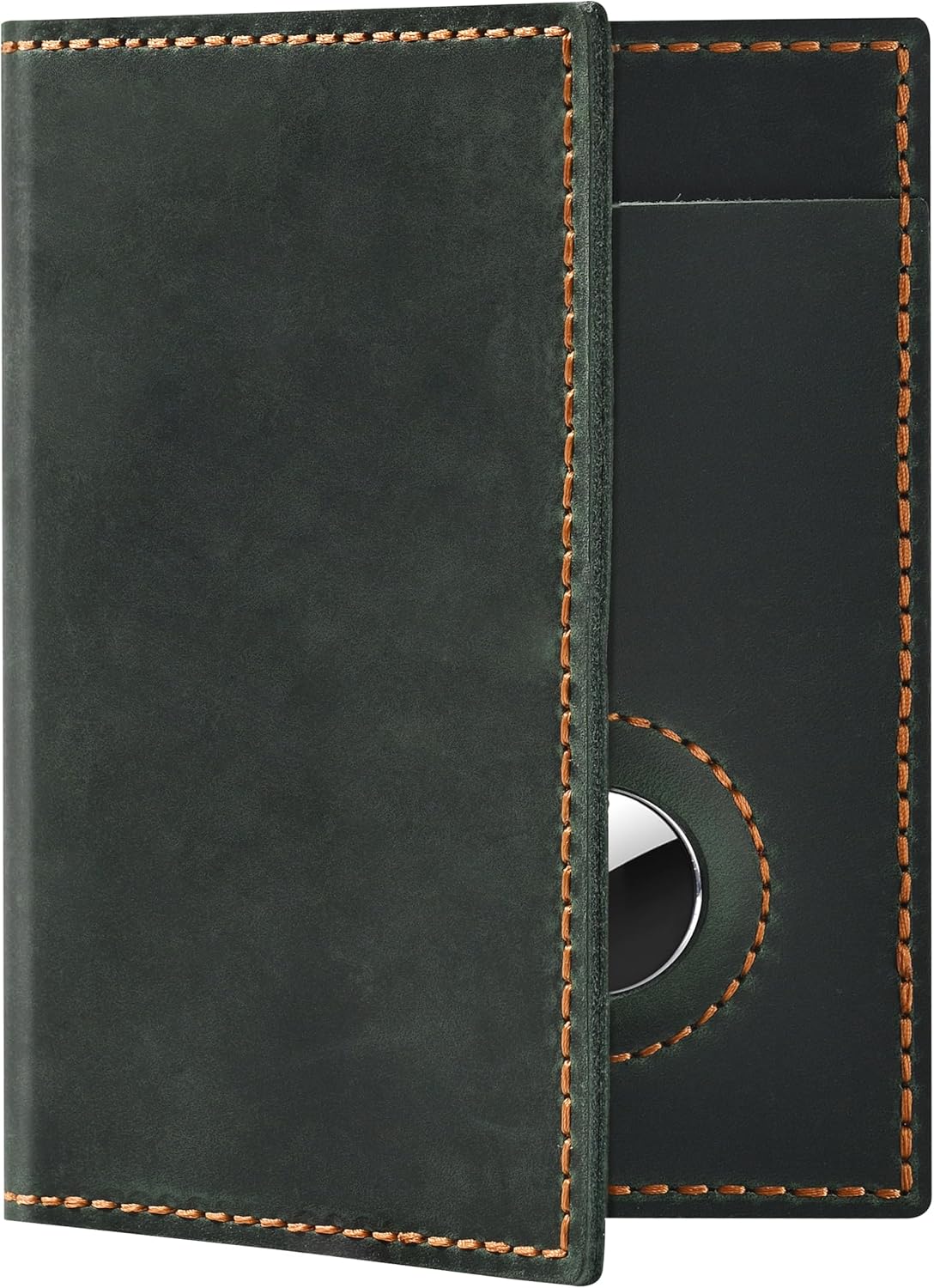 Passport Holder for Travel, Airtag Genuine Leather Passport Holder, Passport Cover Wallet Case for Women Men, Travel Essentials Gift, Green