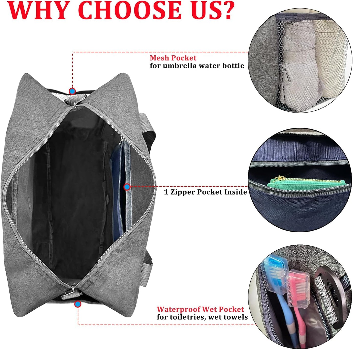 For Spirit Airlines Personal Item Bag 18x14x8 with Wet Pocket Foldable Travel Duffel Bag Underseat Carry on for Men & Women