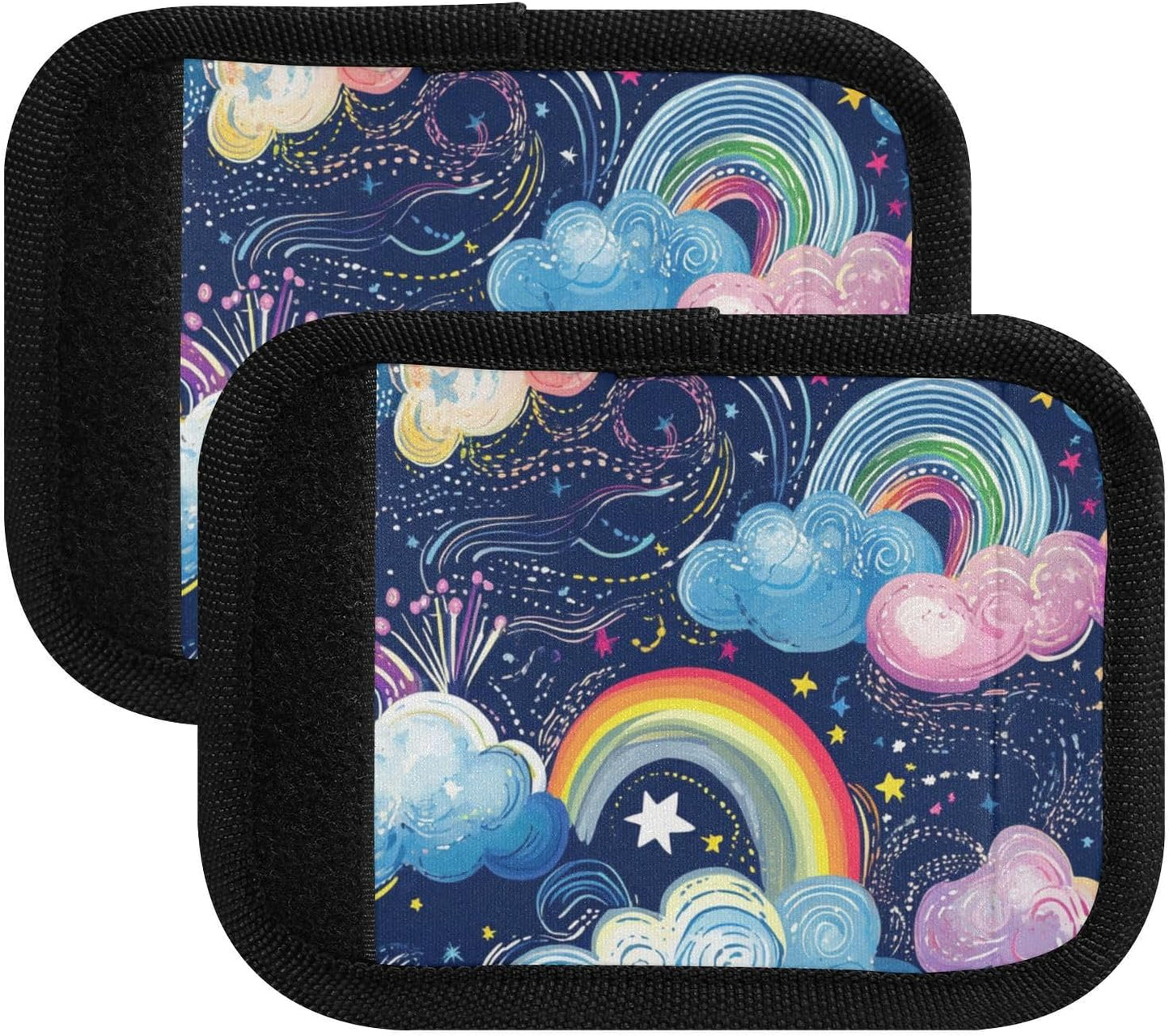 Rainbows Clouds Colorful 2 Pack Luggage Handle Wraps Covers for Suitcase Identifiers Bag Tags
