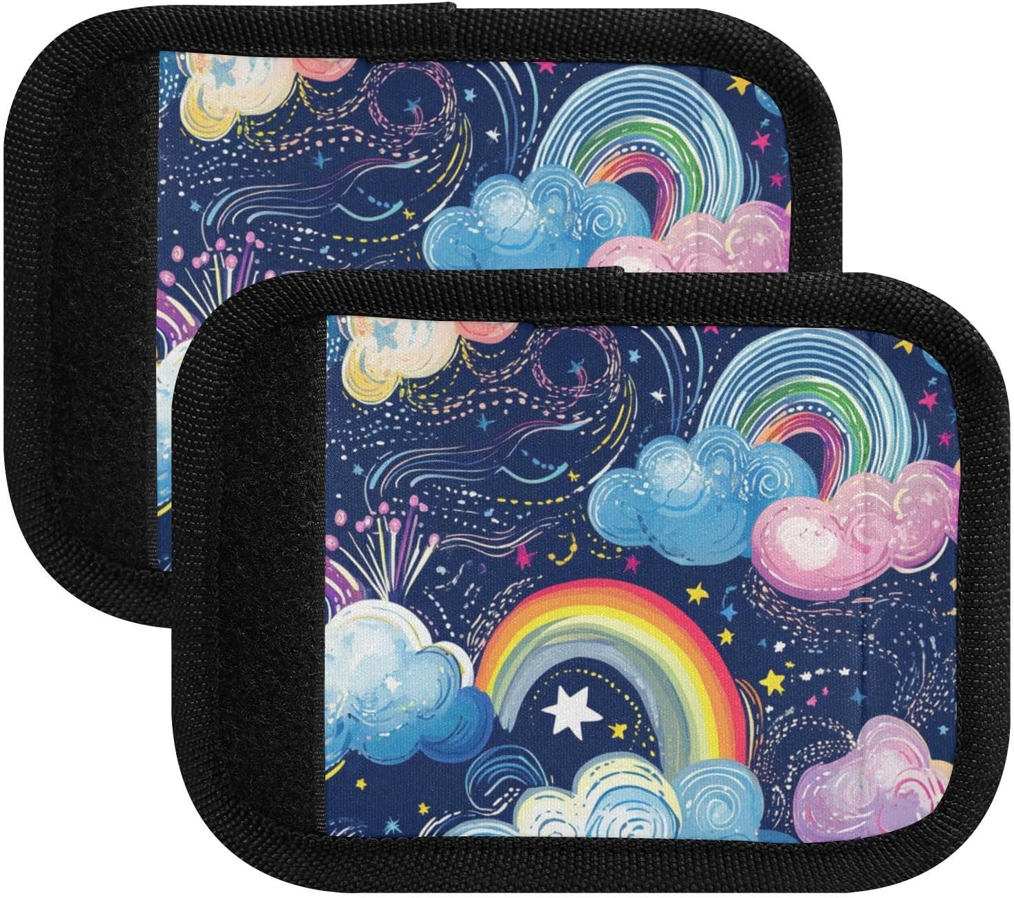 Rainbows Clouds Colorful 2 Pack Luggage Handle Wraps Covers for Suitcase Identifiers Bag Tags