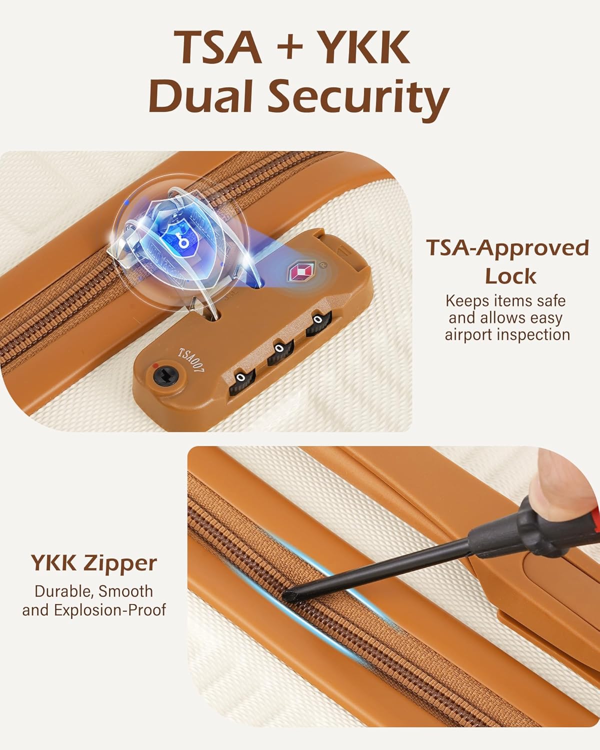 LONG VACATION 3 Piece Carry On Luggage 20 Inch Suitcase with Spinner Wheels, ABS+PC Hardshell Suitcase set with TSA Lock & YKK Zipper