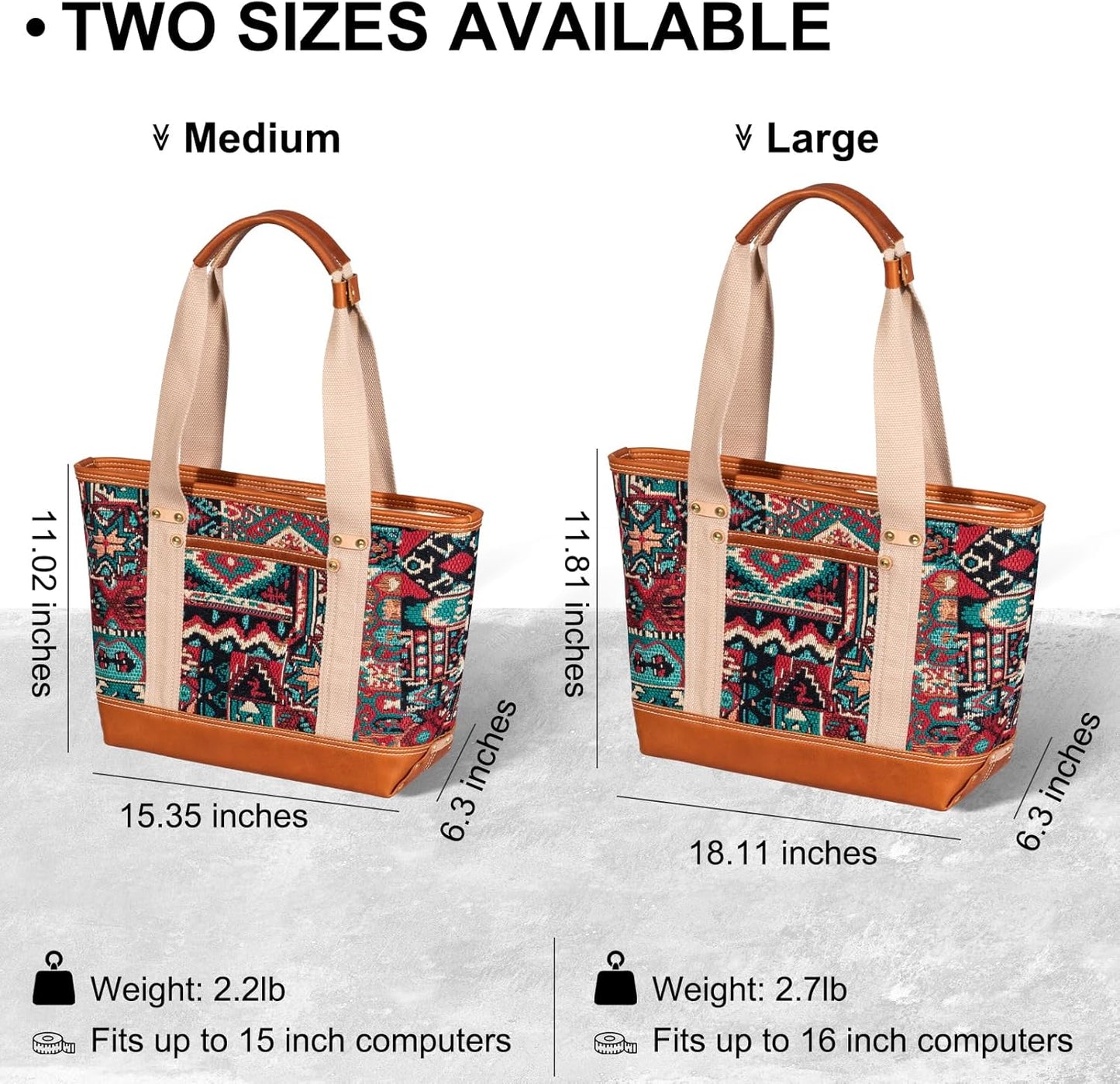 Tote Bag for Women, Canvas with Leather Handbag for Travel, Magnetic Closure,Inner Zipper Pocket