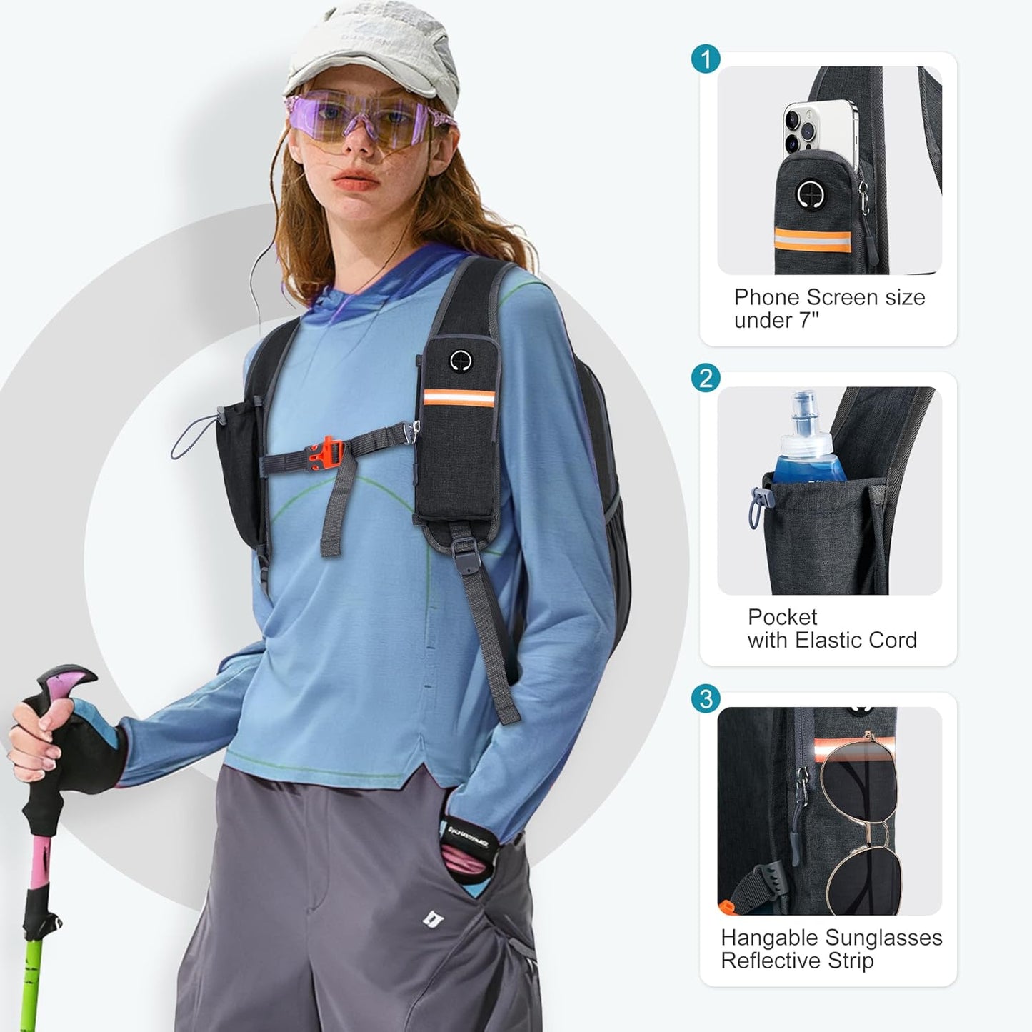 FIORETTO 15L Hiking Backpack for Women Men Mini Packable Backpack Lightweight Small Daypack for Camping Travel Outdoor, Black