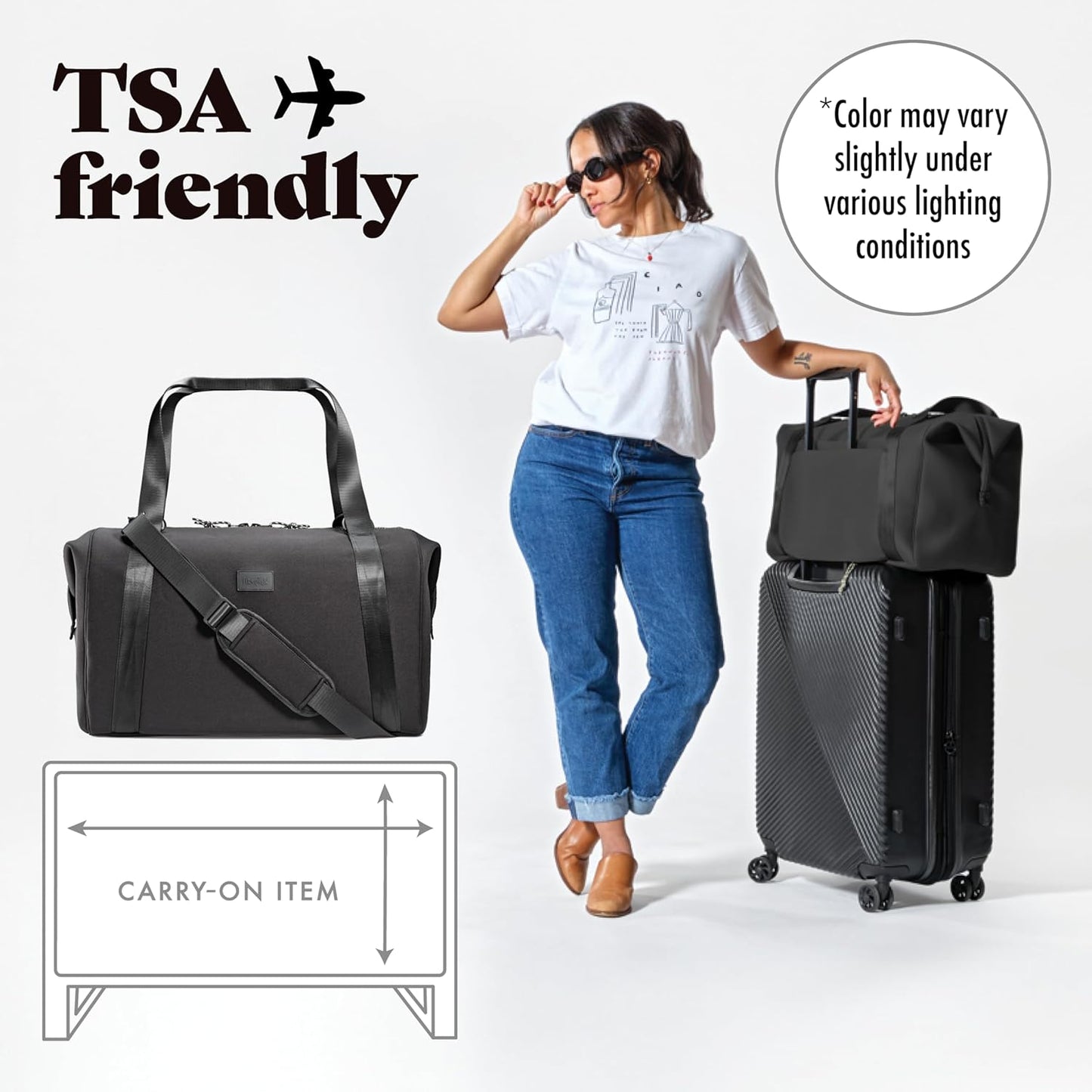Fit & Fresh Premium Neoprene Weekender Bag With Trolley Sleeve - Large Overnight, Carry-on, Duffel, Gym, and Hospital Bag for Labor & Delivery