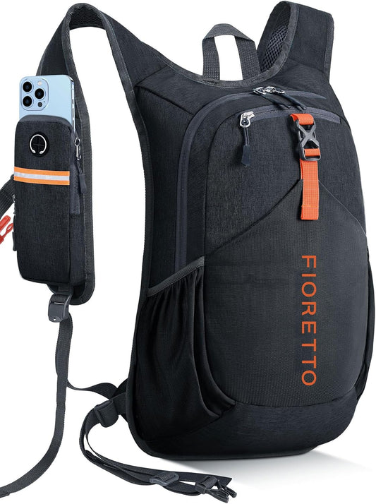 FIORETTO 20L Hiking Backpack for Women Men Mini Packable Backpack Lightweight Small Daypack for Camping Travel Outdoor, Black