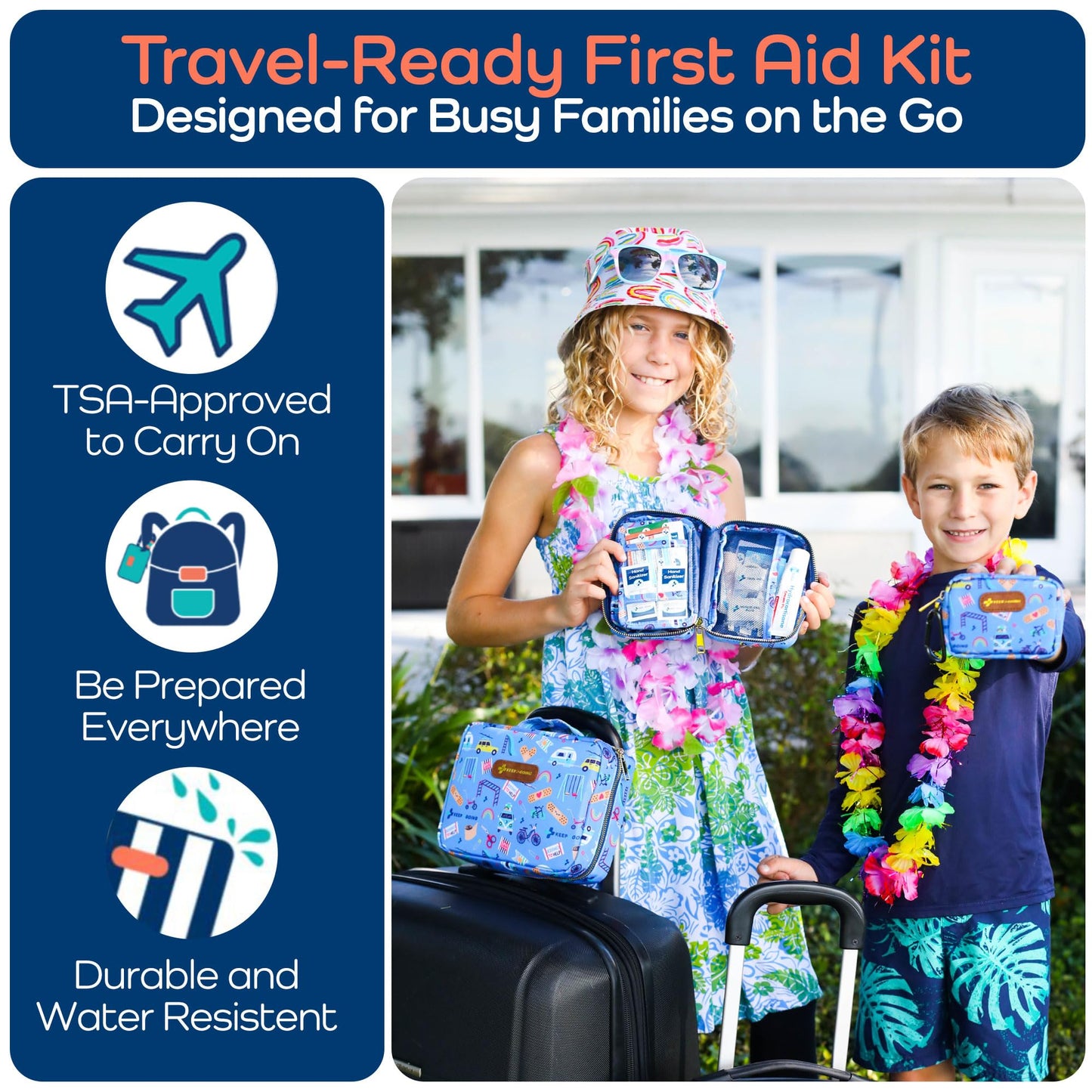 KeepGoing Travel First Aid Kit for Kids, 130 Pc. TSA-Approved Travel Size