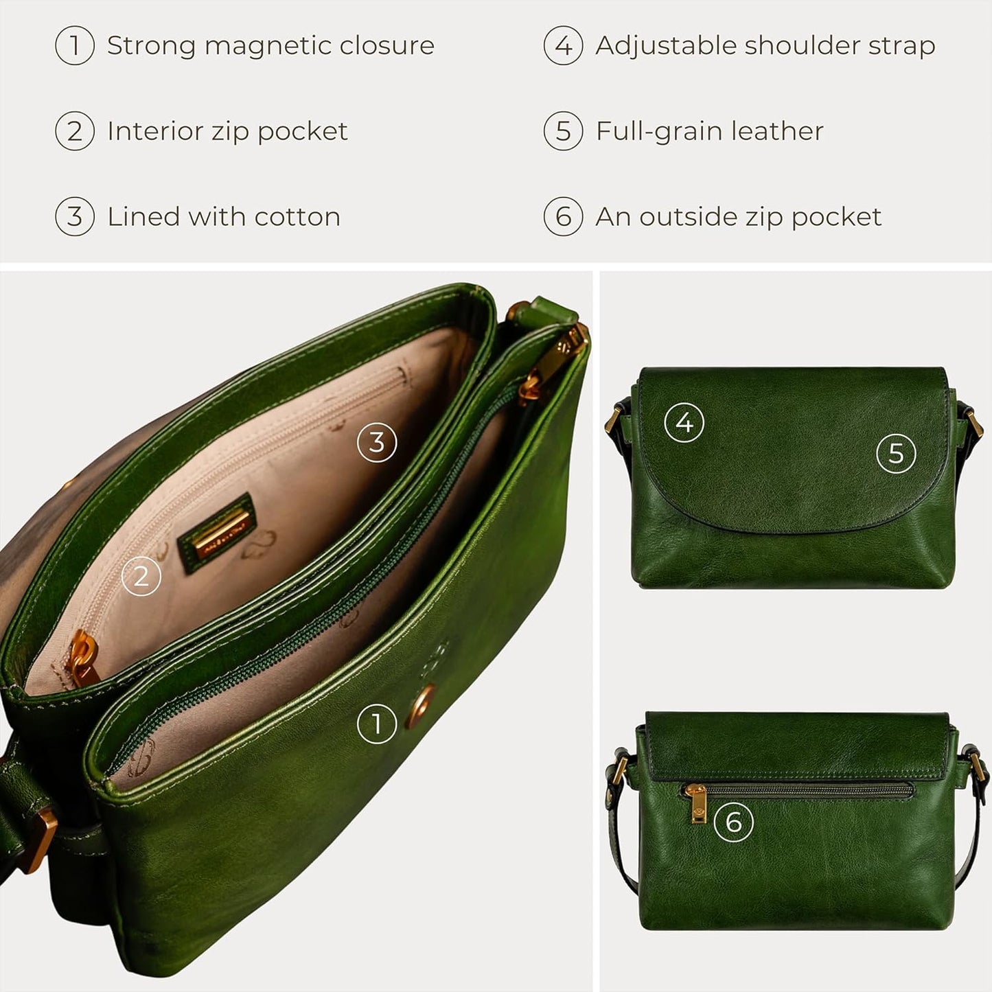 Time Resistance Leather Cross Body Bag for Women - Handbag - Shoulder Bag - Messenger - Purse