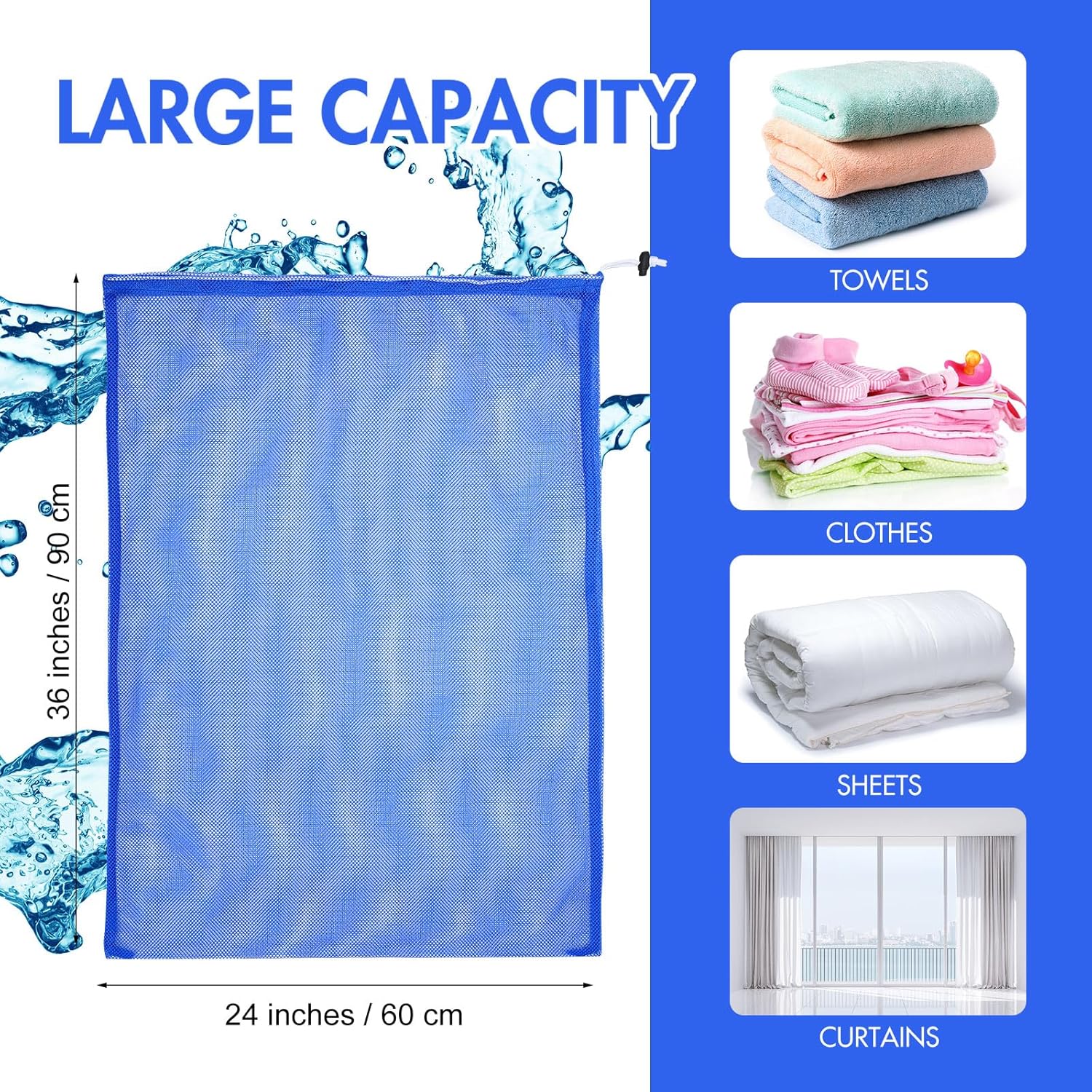 Berlune 30 Pack 24 x 36 Inches Large Mesh Bags for Laundry, Wash bags, Sturdy Mesh Material Closed