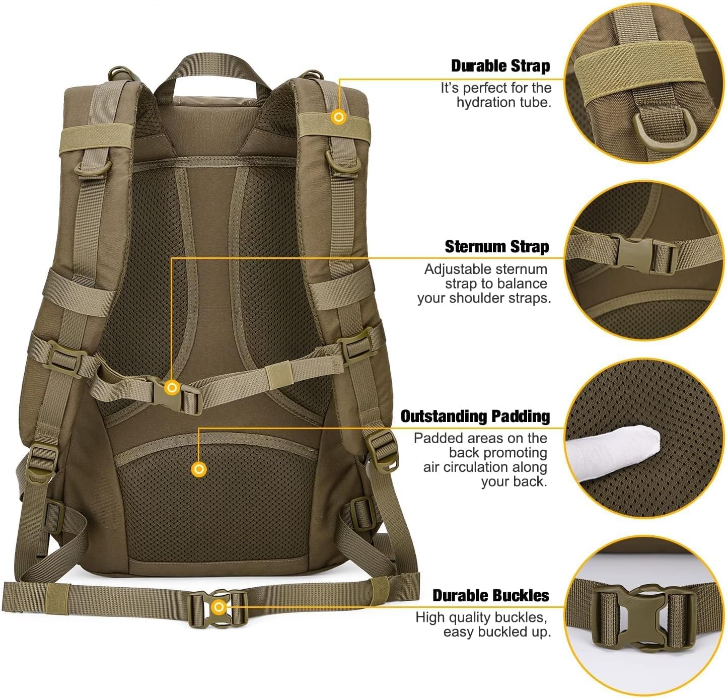 Mardingtop Small Tactical Backpack,Molle Hiking Backpack for Backpacking,Cycling and Biking,25L Backpack