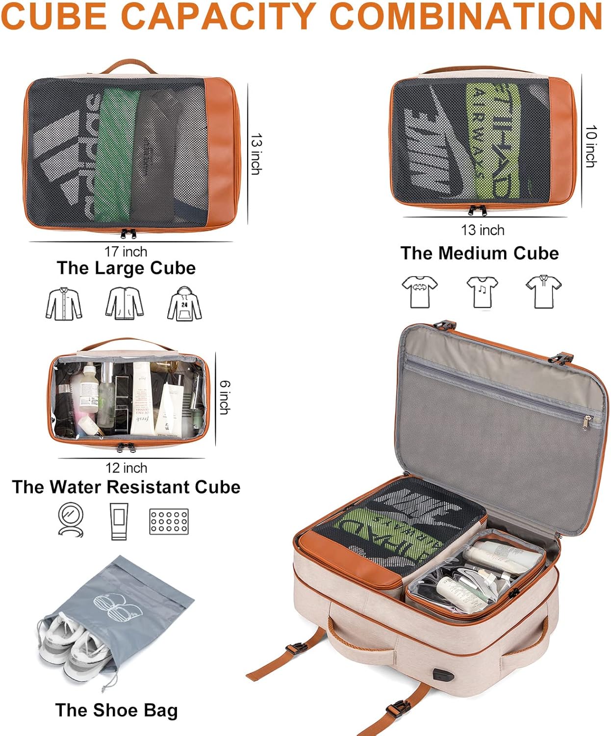 Lumesner Carry on Travel Backpacks, Extra Large 40L Flight Approved for Men & Women,Expandable