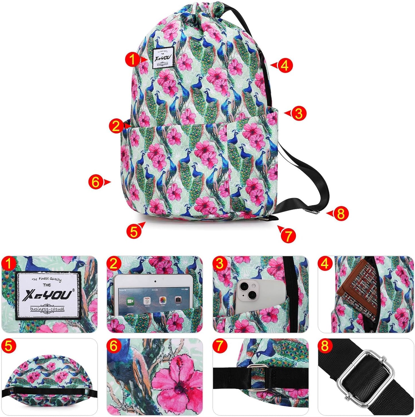 XEYOU Drawstring Sports Backpack Lightweight Gym Yoga Sackpack Shoulder Rucksack Casual Outdoor Daypack for Women and Men