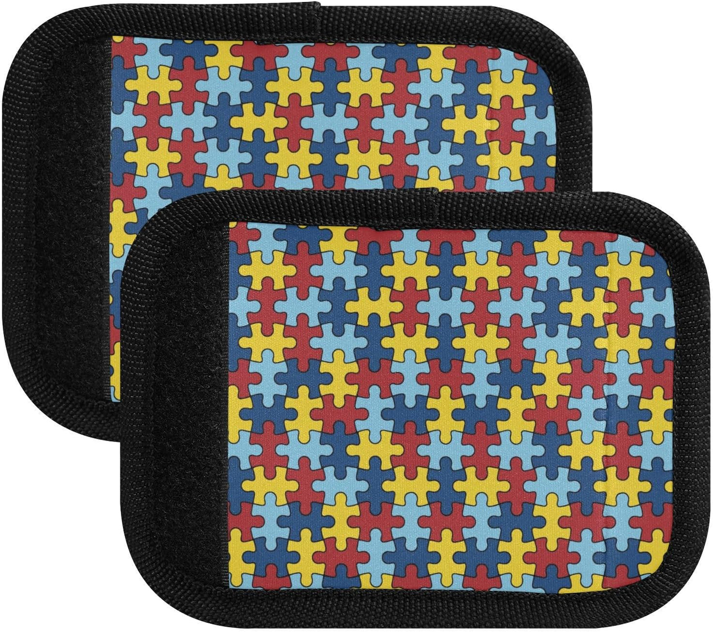 Autism Awareness Puzzle Piece 2 Pack Luggage Handle Wrap for Suitcase Luggage Identifier Travel Tags Handle Protection Sleeve Cover