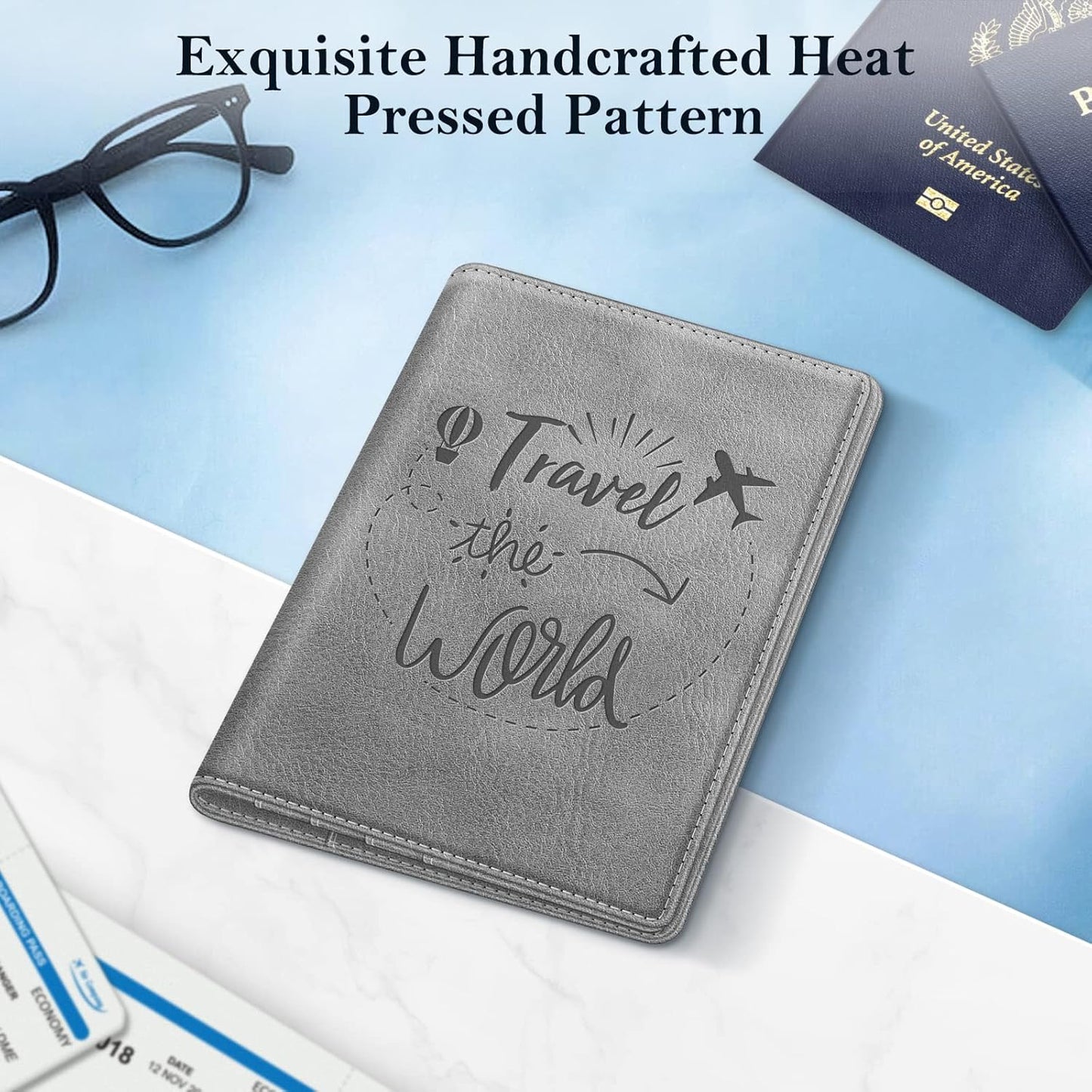 FINTIE Passport Holder, Slim Travel Wallet RFID Blocking Card Case Cover Passport Cover Protector Essentials with Credit Card Slots for Women/Men