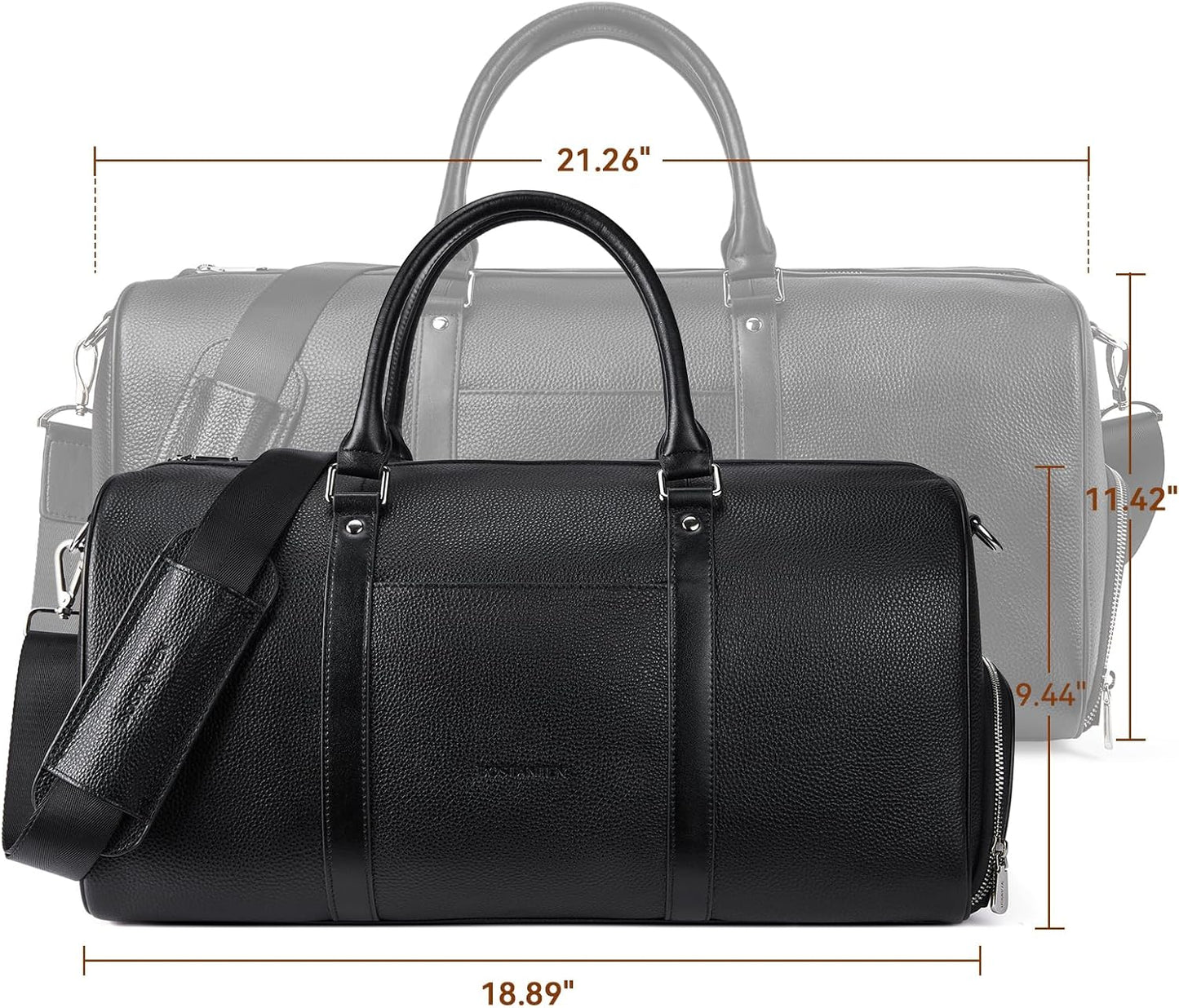 BOSTANTEN Genuine Leather Travel Weekender Overnight Duffel Bag Gym Sports Luggage Tote Duffle Bags for Men Medium: 18.5"X9.25"X10.50"