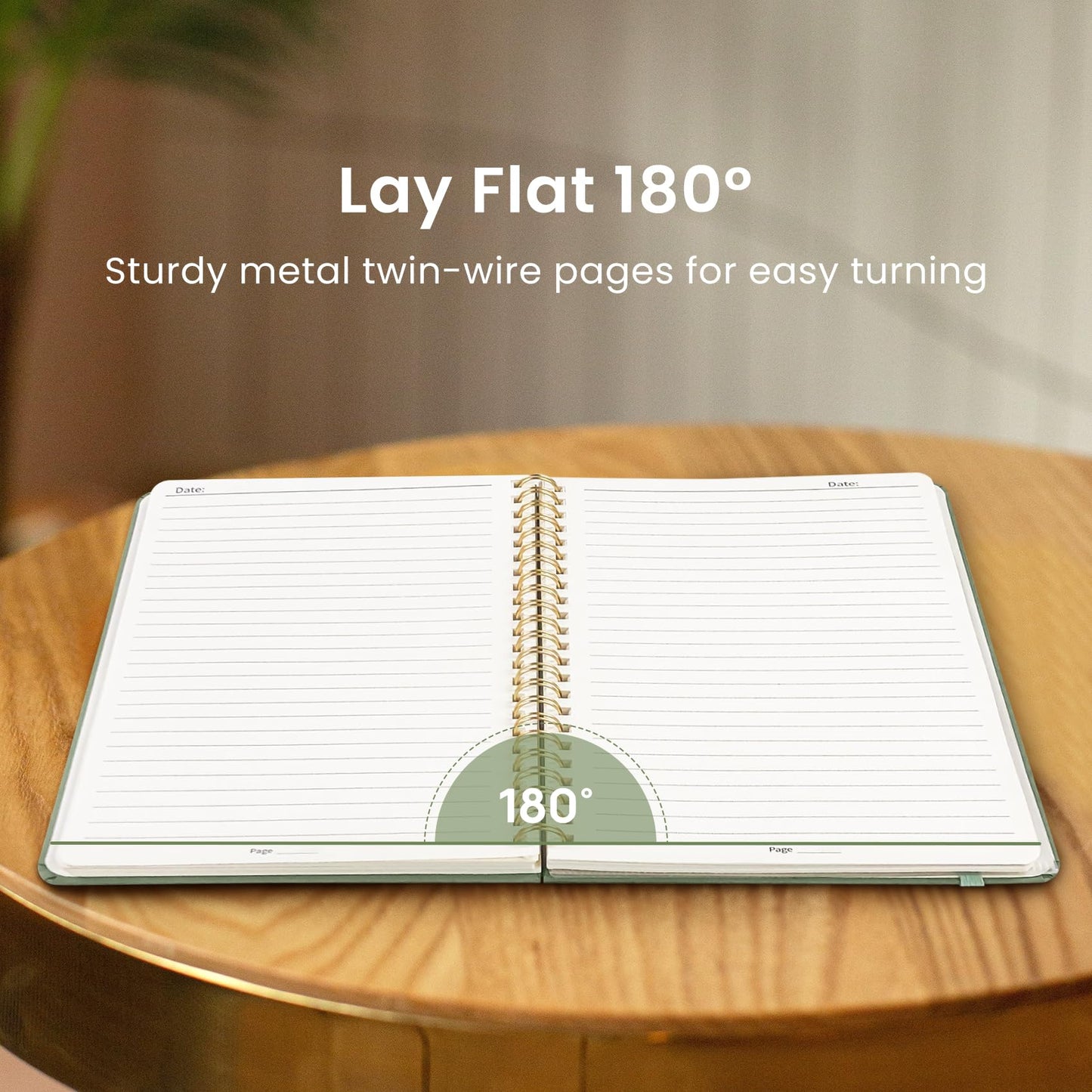 Taja Lined Spiral Journal Notebook for Women & Men, 140 Pages, College Ruled Hardcover Notebook for
