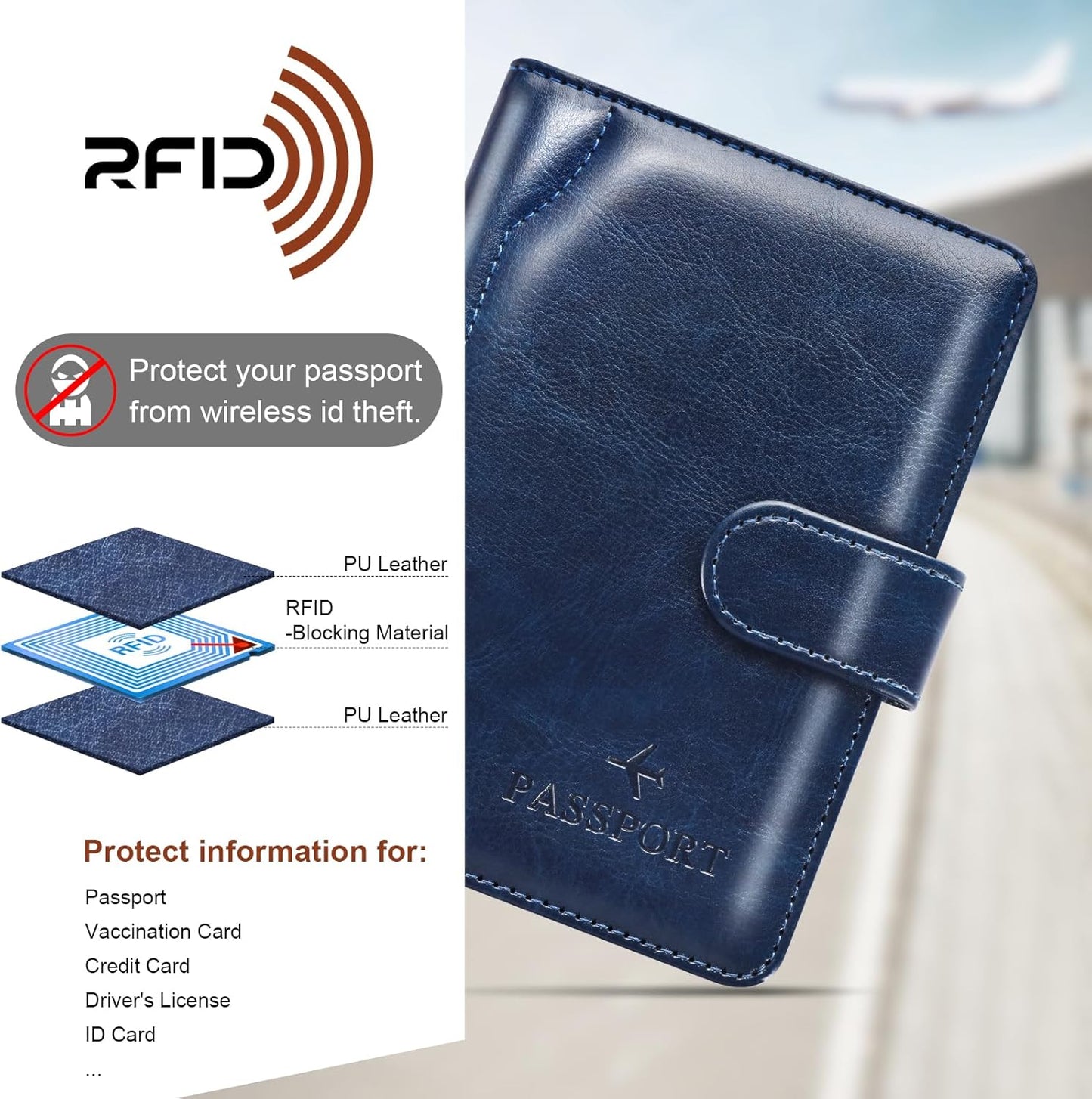 Herain Passport Holder for Travel Cruise Essentials, Passport Cover Wallet Case Women Men, RFID Passports Book Holders Travels Gifts Must Haves Accessories