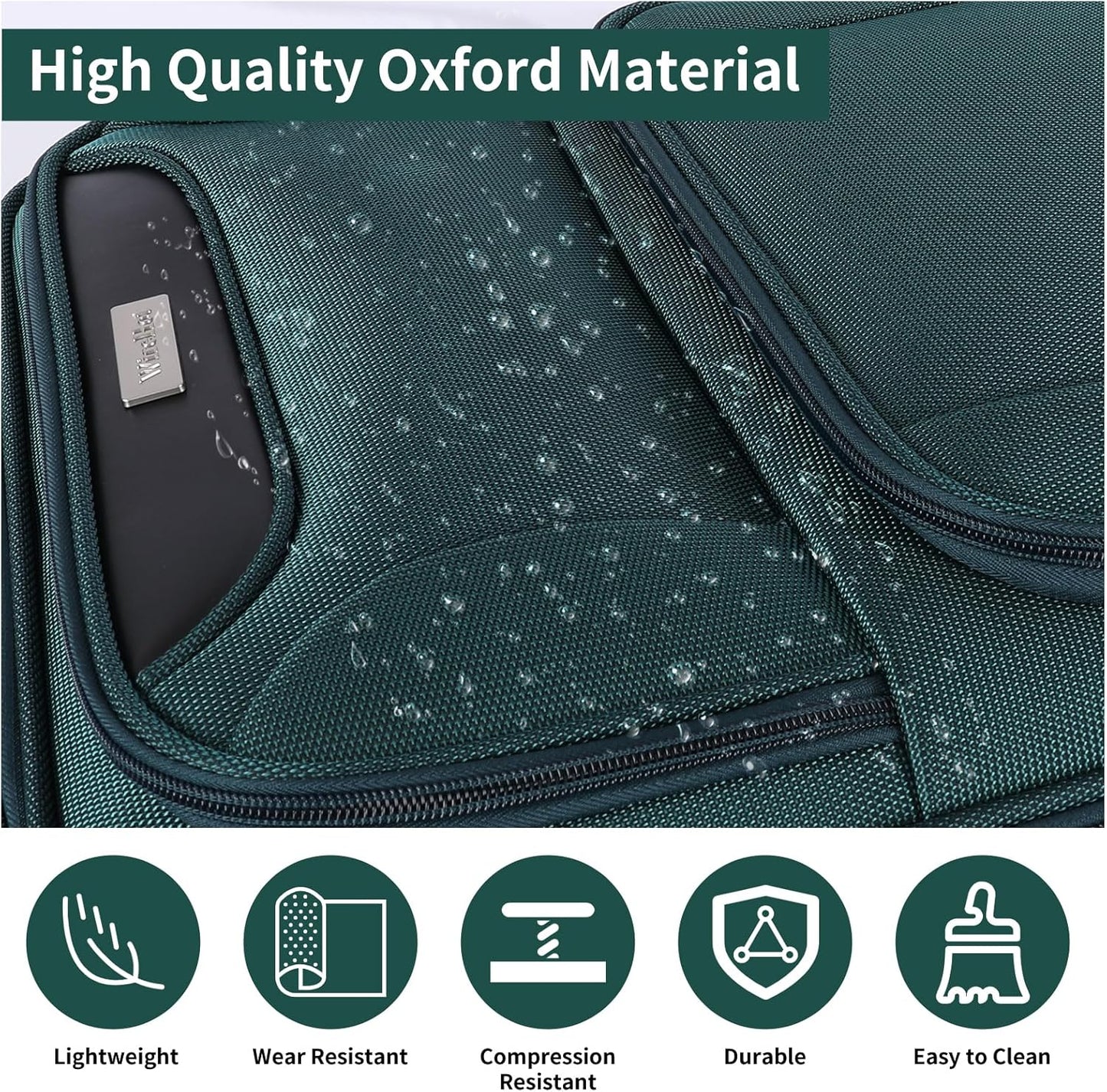 3-Piece Softside Expandable Luggage Set with Front Open Pocket, Lightweight and Durable Oxford