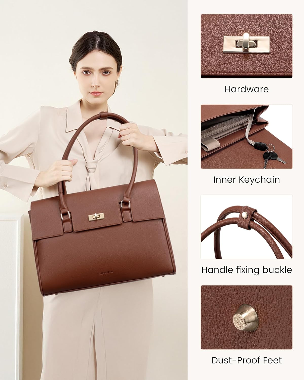 LOVEVOOK Laptop Bag for Women Work Tote Messenger Bag Waterproof Business Office Professional Handbag Shoulder Bag