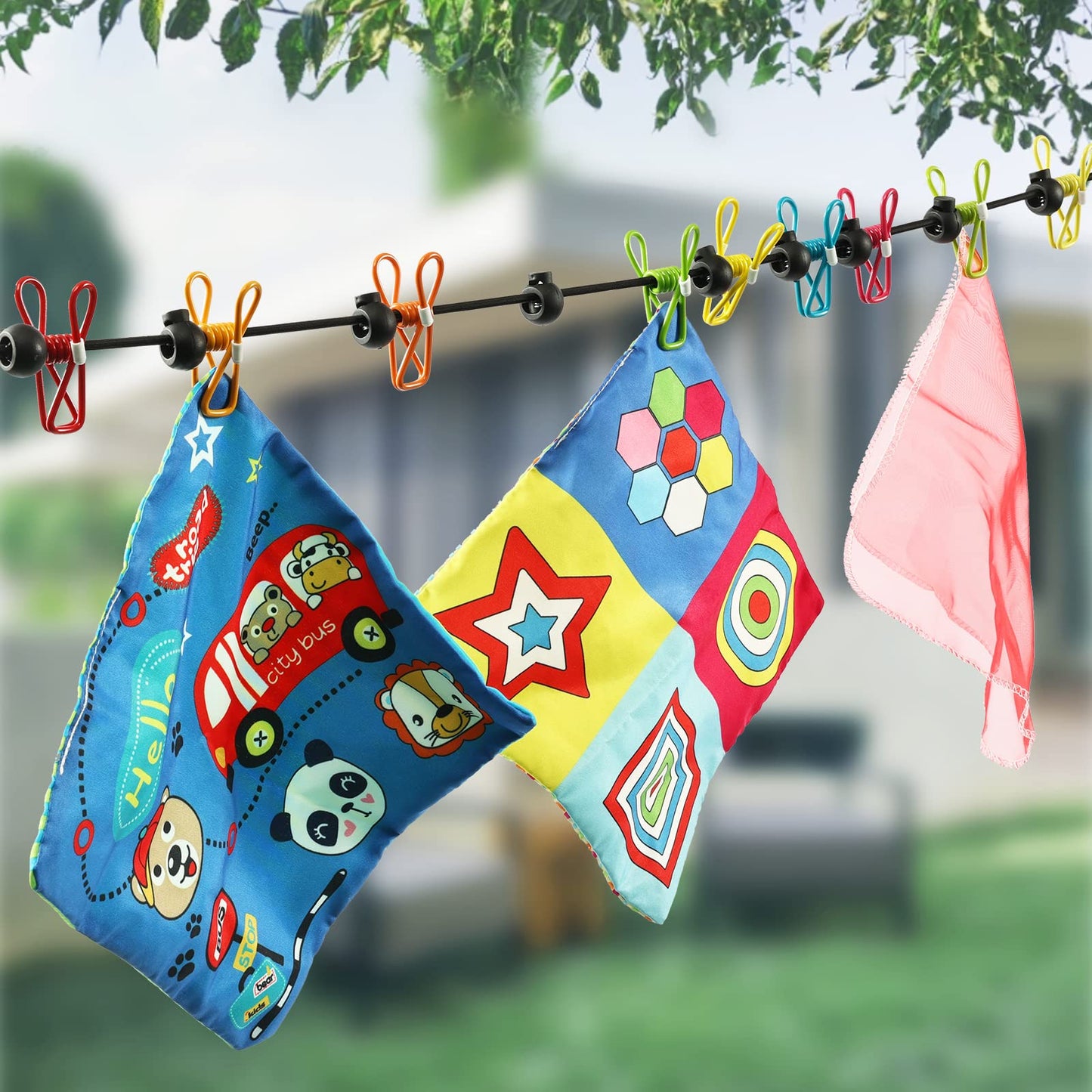 Retractable Portable Travel Clothesline Camping Clothing Line with 12 Clips