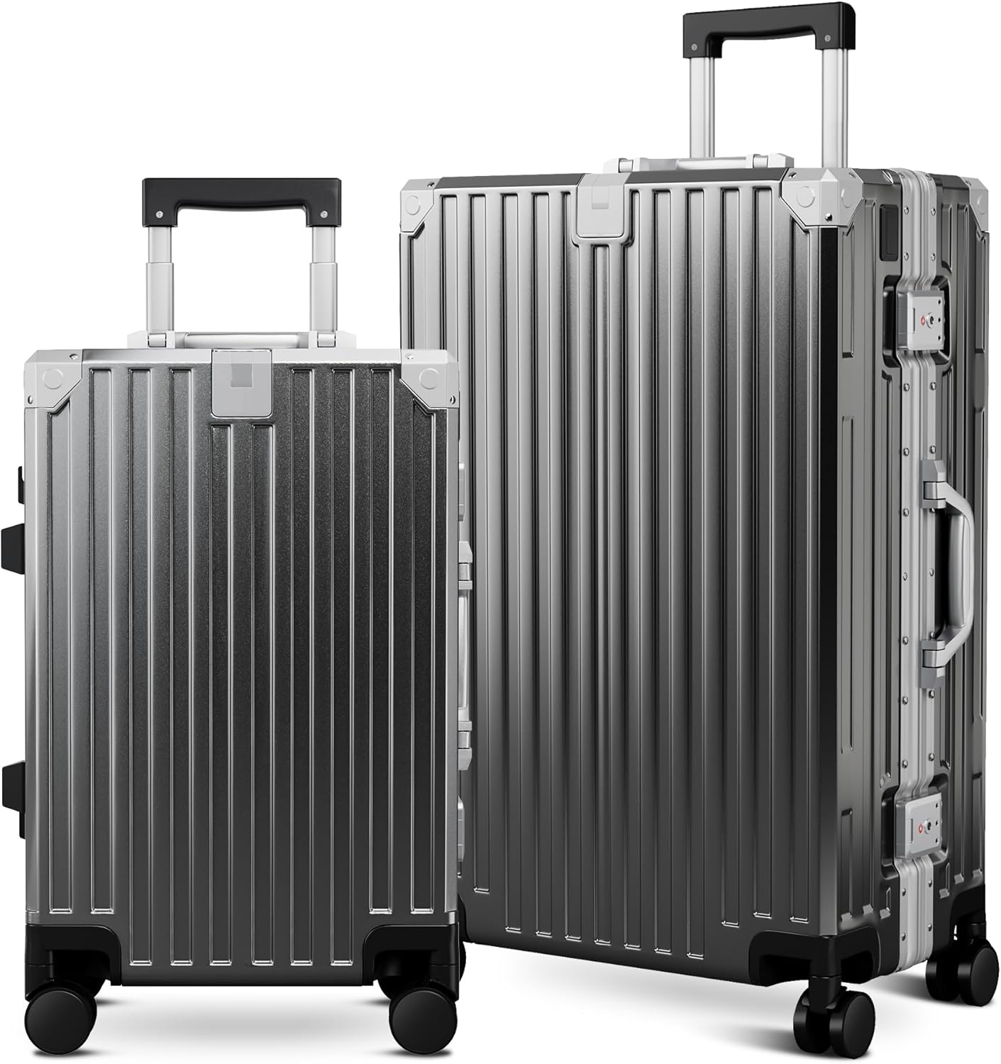 ALPHA CAMP 2 Piece Luggage Sets With Dual Layer Aluminum Frame, TSA Locks, 3-Layer PC 20" Carry-on 24" Checked Lightweight Hardside Zipperless Suitcase Sets, Type-C USB Charging Port, Cup Holder