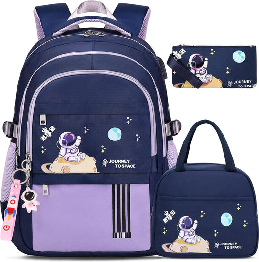 Waterproof Lightweight Backpack for Girls with Lunch Bag