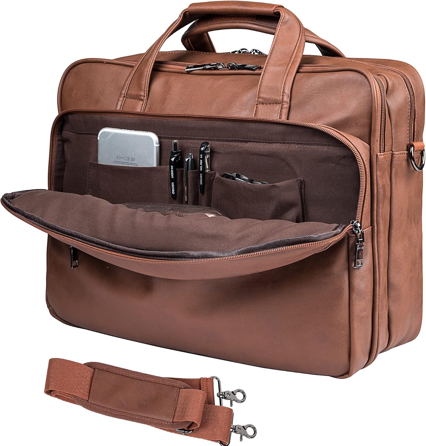 seyfocnia Leather Laptop Bag, Men's 15.6 Inche 17.3 Inche Messenger Briefcase Business Satchel