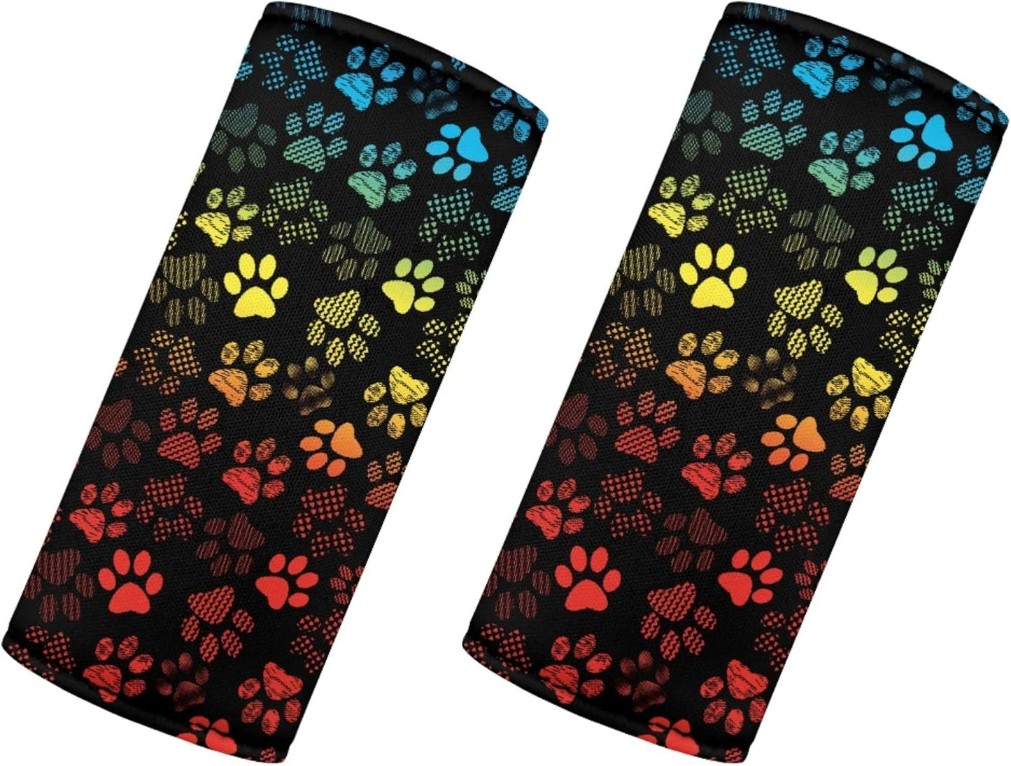 Colorful Paws Luggage Handle Protection Sleeve Cover Set of 2 Pcs,Personalized Luggage Handle Wrap Grip for Suitcase Portable Luggage Identifiers Marker Grips Protector