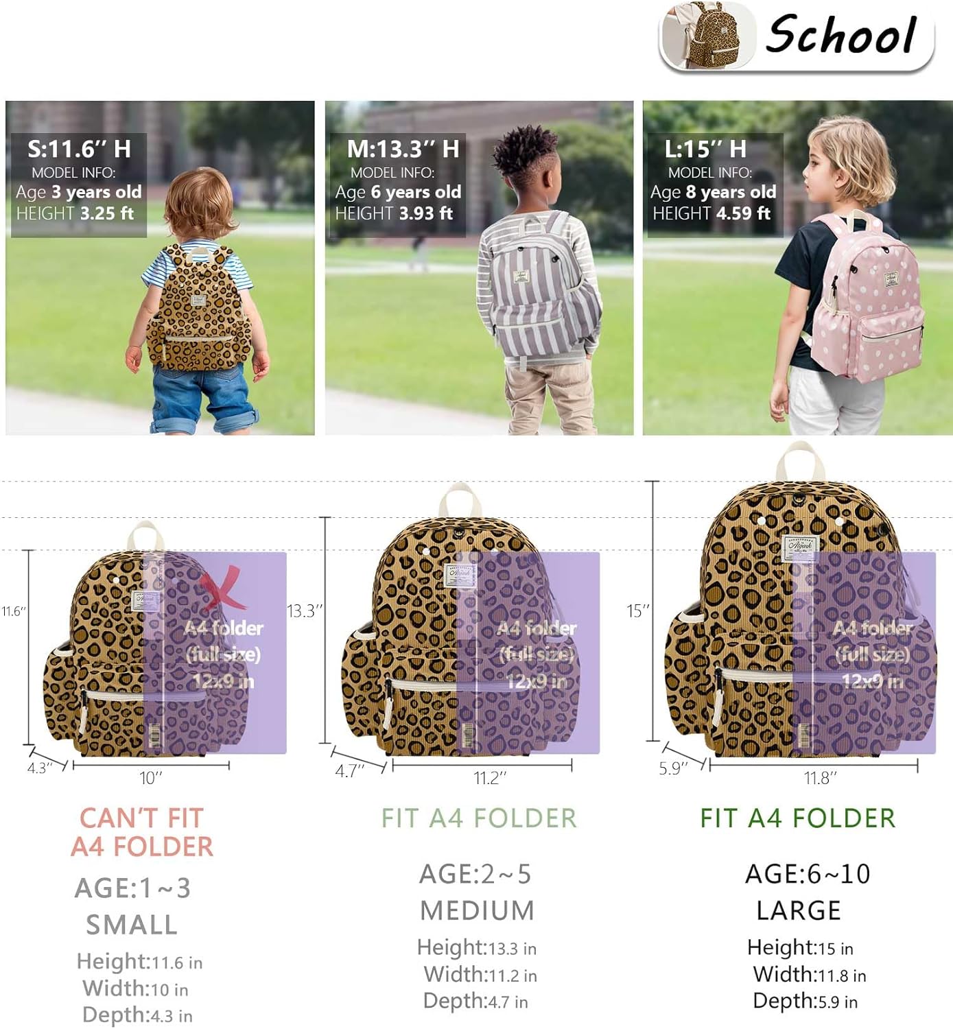 Corduroy Kids Backpack for Boys 6-10: Boys Backpacks for Elementary Kindergarten 15” H Fit Folder