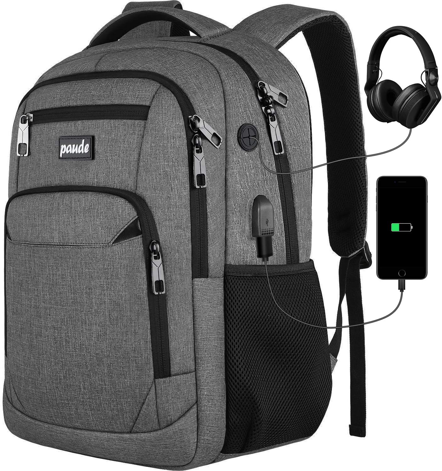 Paude Backpack for Women and Men,School College Backpack 15.6 inch Laptop bookbag with USB Port for High School Student