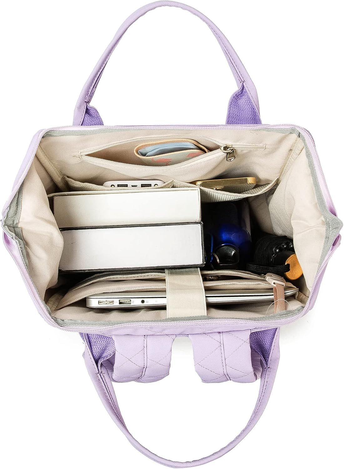 Kinmac Wide Open Style Laptop Backpack Travel Outdoor Backpack For Laptop Up to 15.6 Inch(Purple Embroidery)