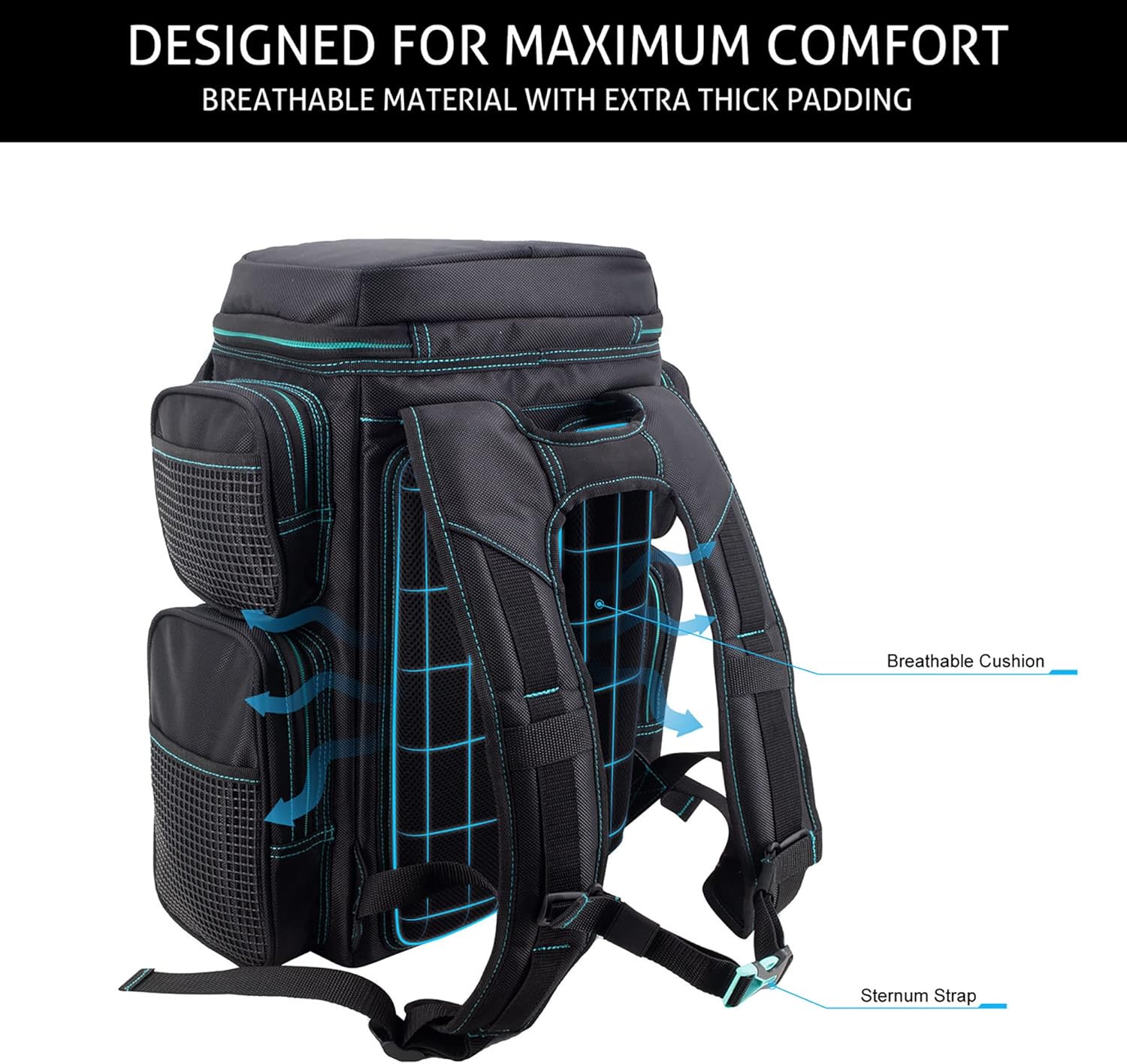 Evolution Fishing Drift Series Tackle Backpack – 3600, Outdoor Rucksack w/ 6 Fishing Tackle Trays