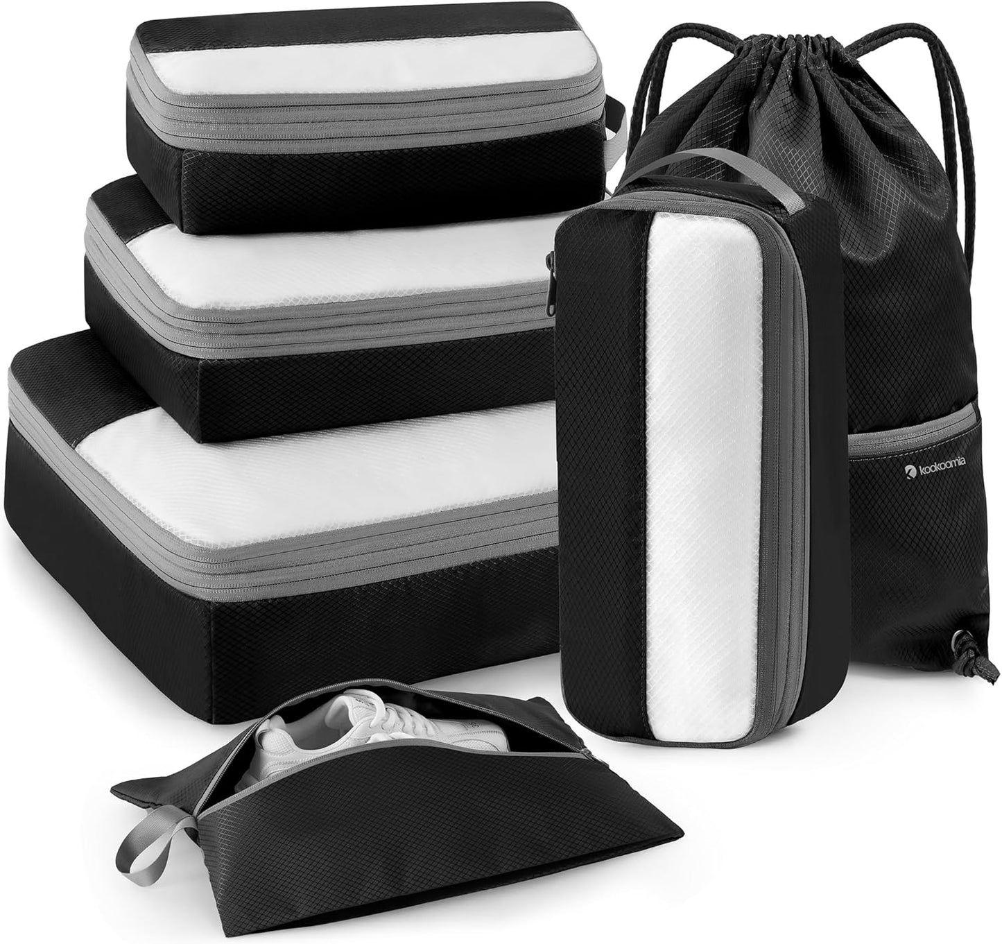 6 Set Compression Packing Cubes for Travel, Lightweight and Space-Saving Luggage Organizer Bags