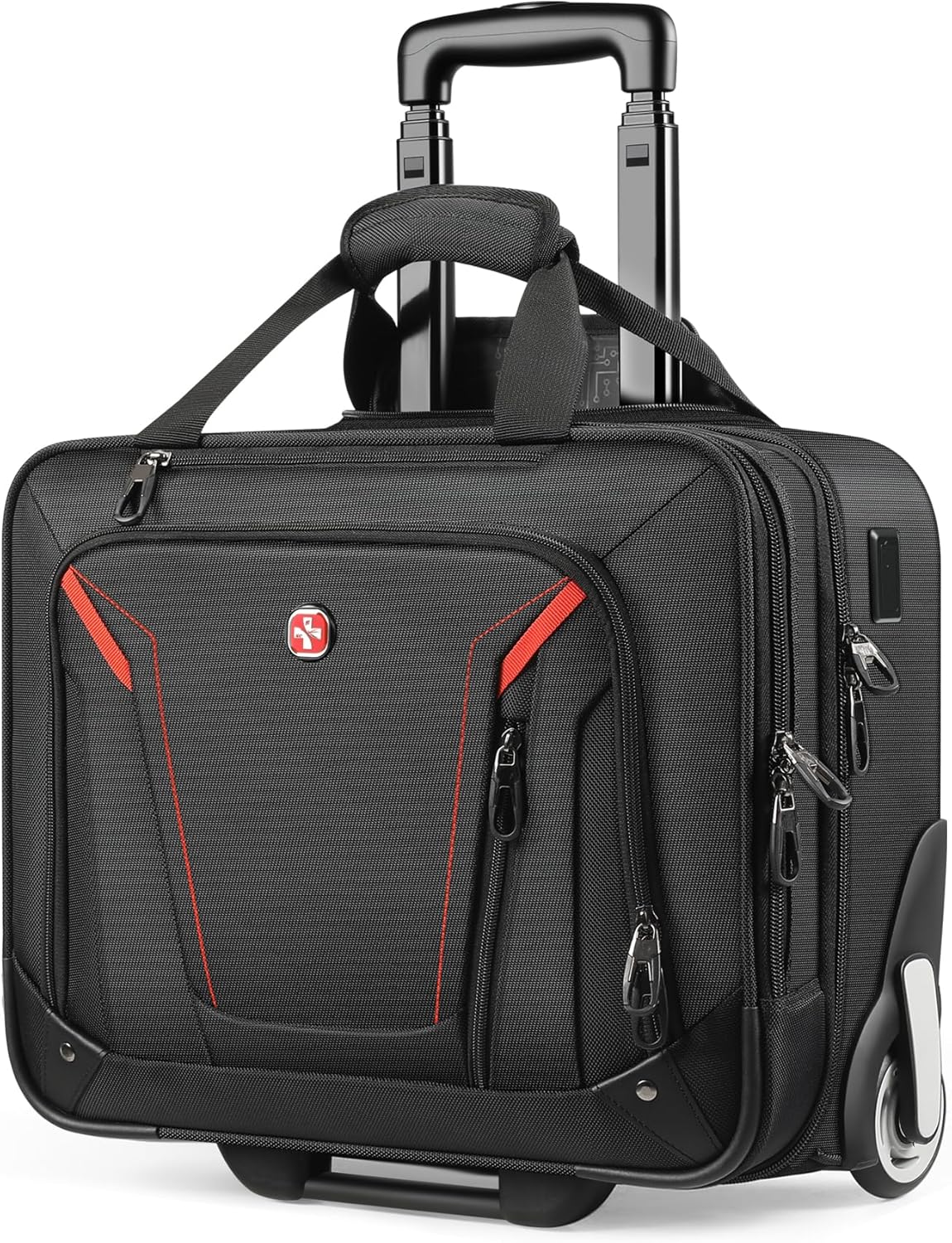 star cloud Rigid Frame Rolling Laptop Bag 18"×14"×8", Water-Resistant Rolling Briefcase with